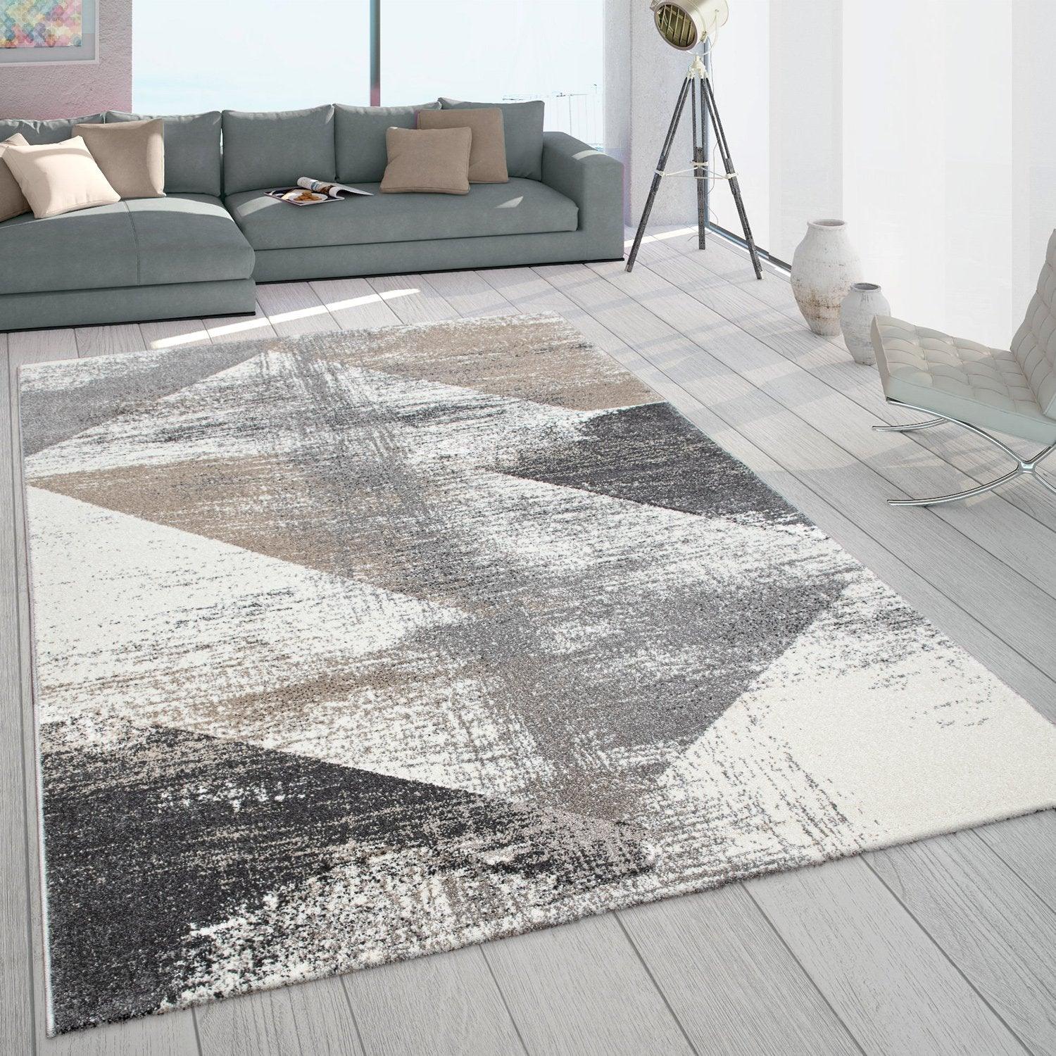 Modern Area Rug Mero Abstract Design - Grey White Brown - RugYourHome