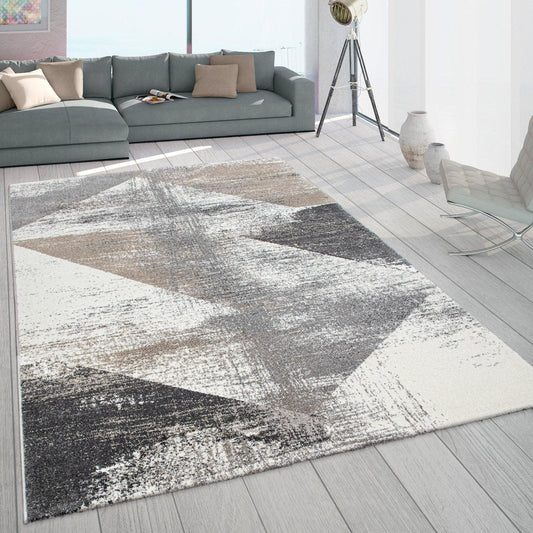 Modern Area Rug Mero Abstract Design - Grey White Brown - RugYourHome
