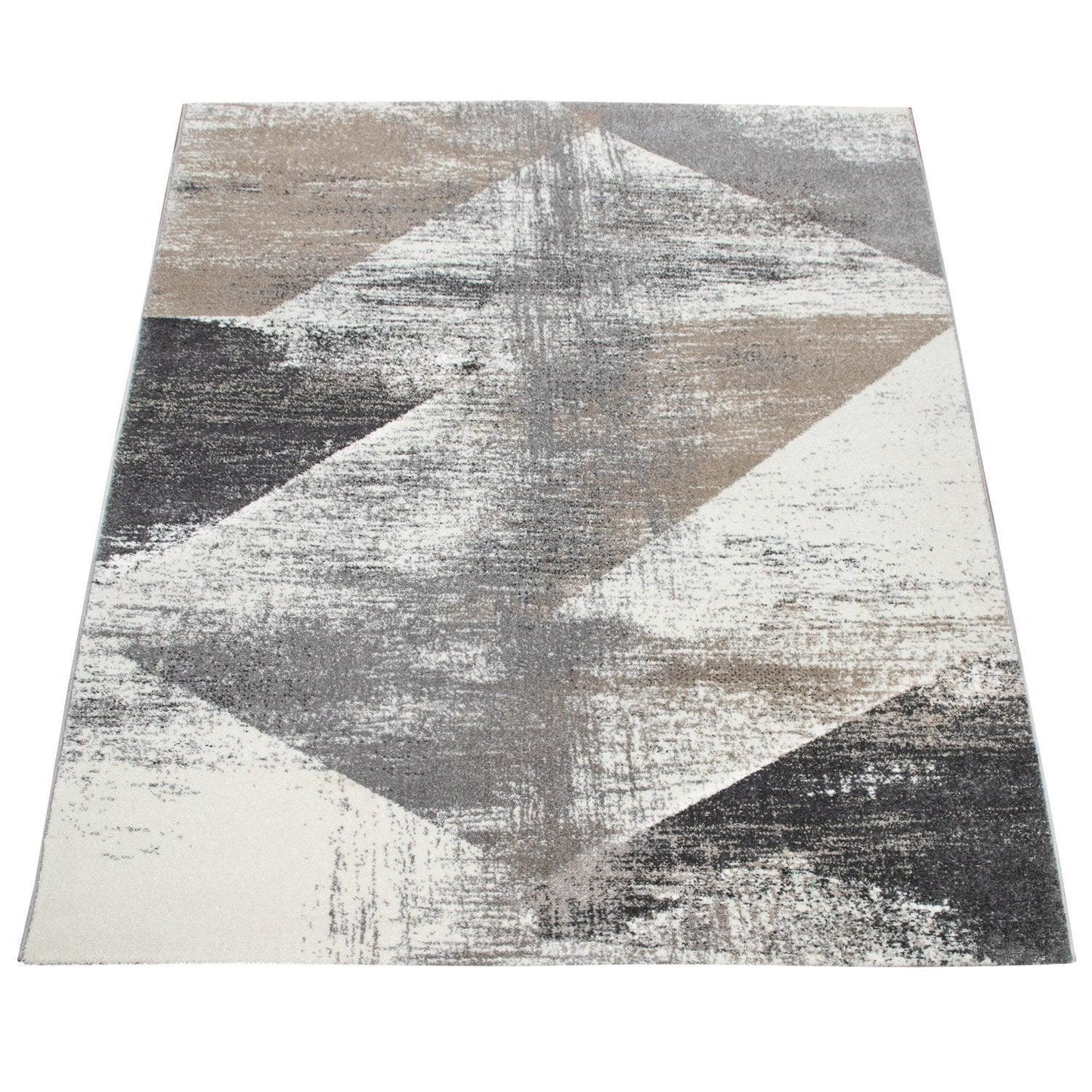 Modern Area Rug Mero Abstract Design - Grey White Brown - RugYourHome