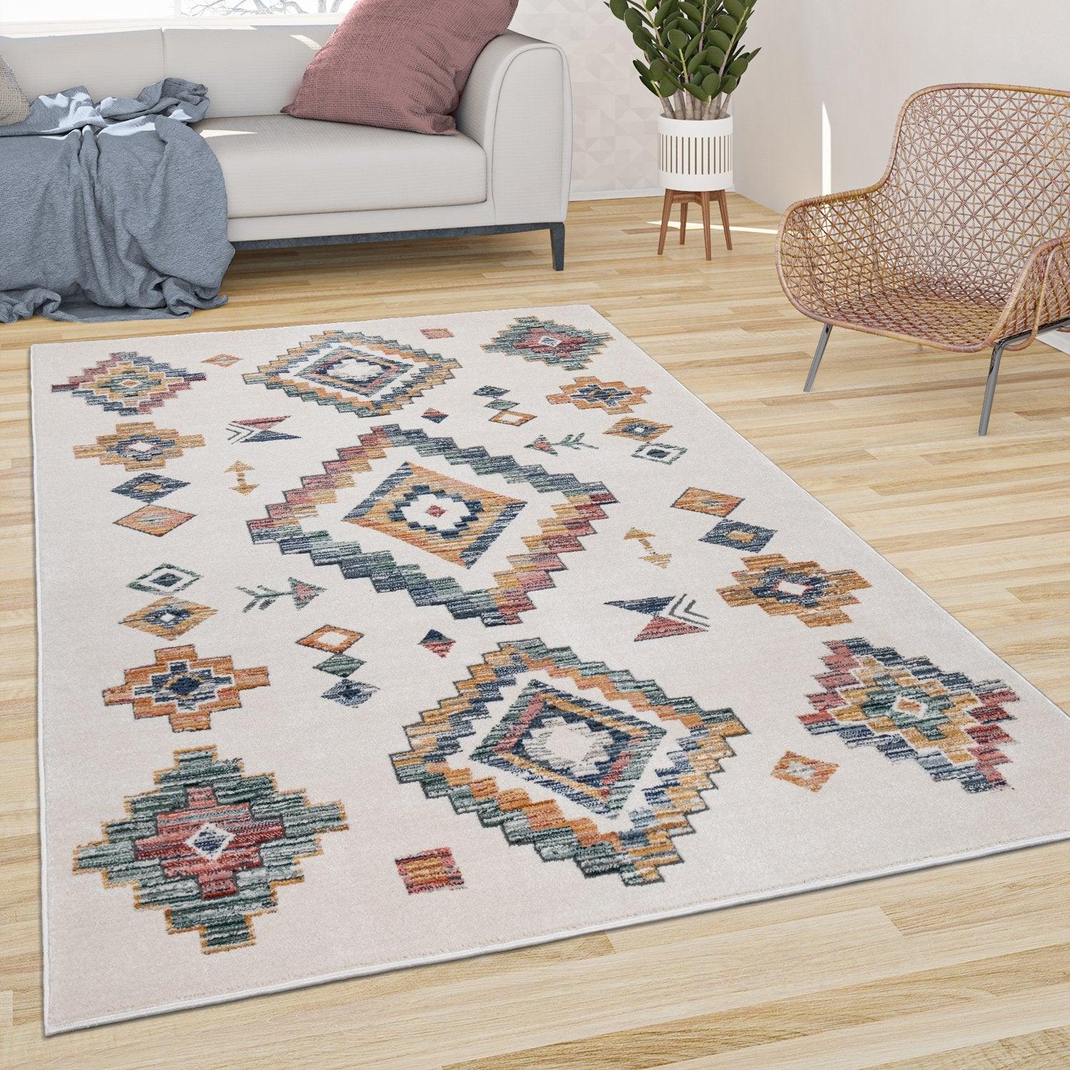 Paco Home Colorful Area Rug with Geometric Diamonds in Multicolor, Size:  5'3 x 7'7