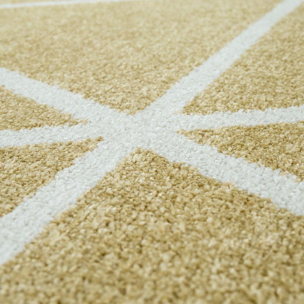 Modern Geometric Rug for Living-Room in Yellow White - RugYourHome
