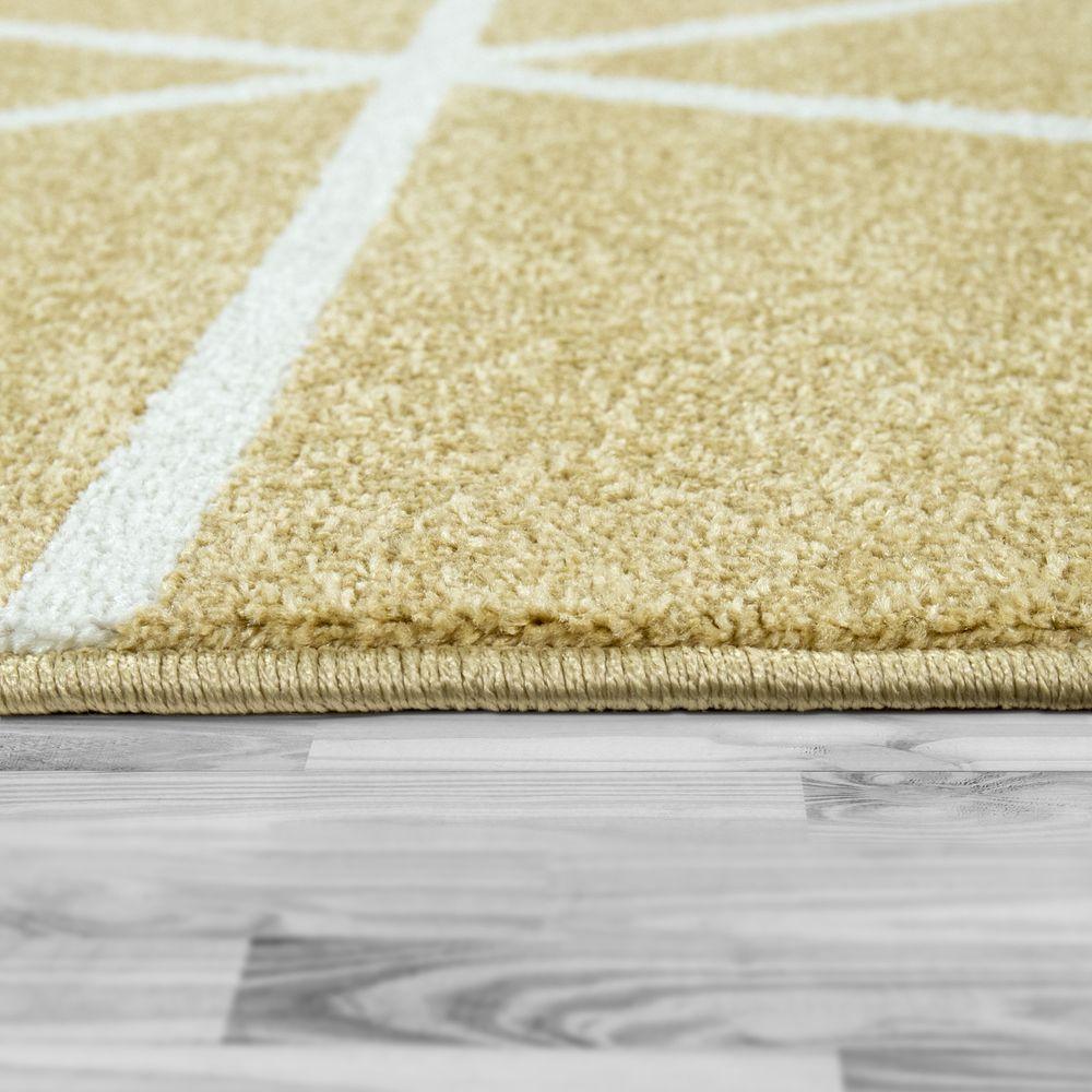 Modern Geometric Rug for Living-Room in Yellow White - RugYourHome