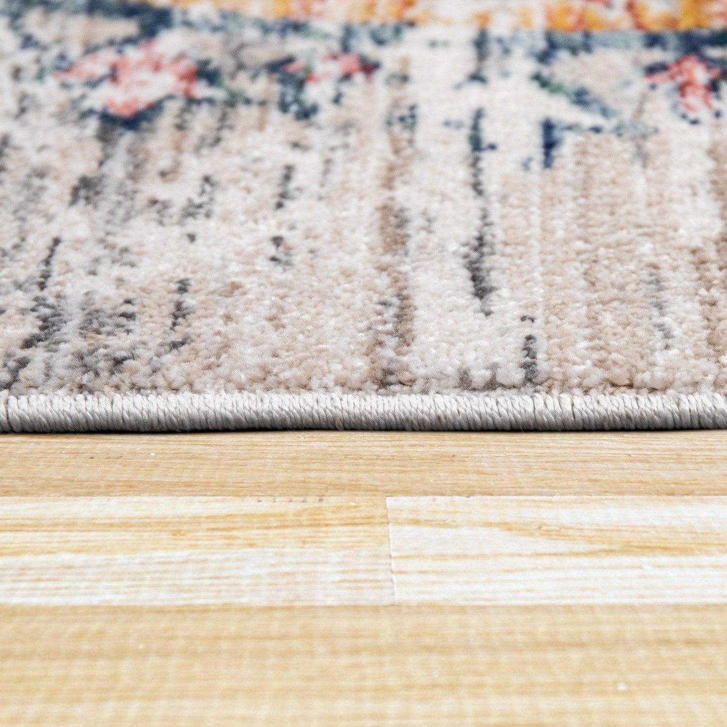 Modern Vintage Rug Oriental Look Abstract Beige Grey Orange - RugYourHome