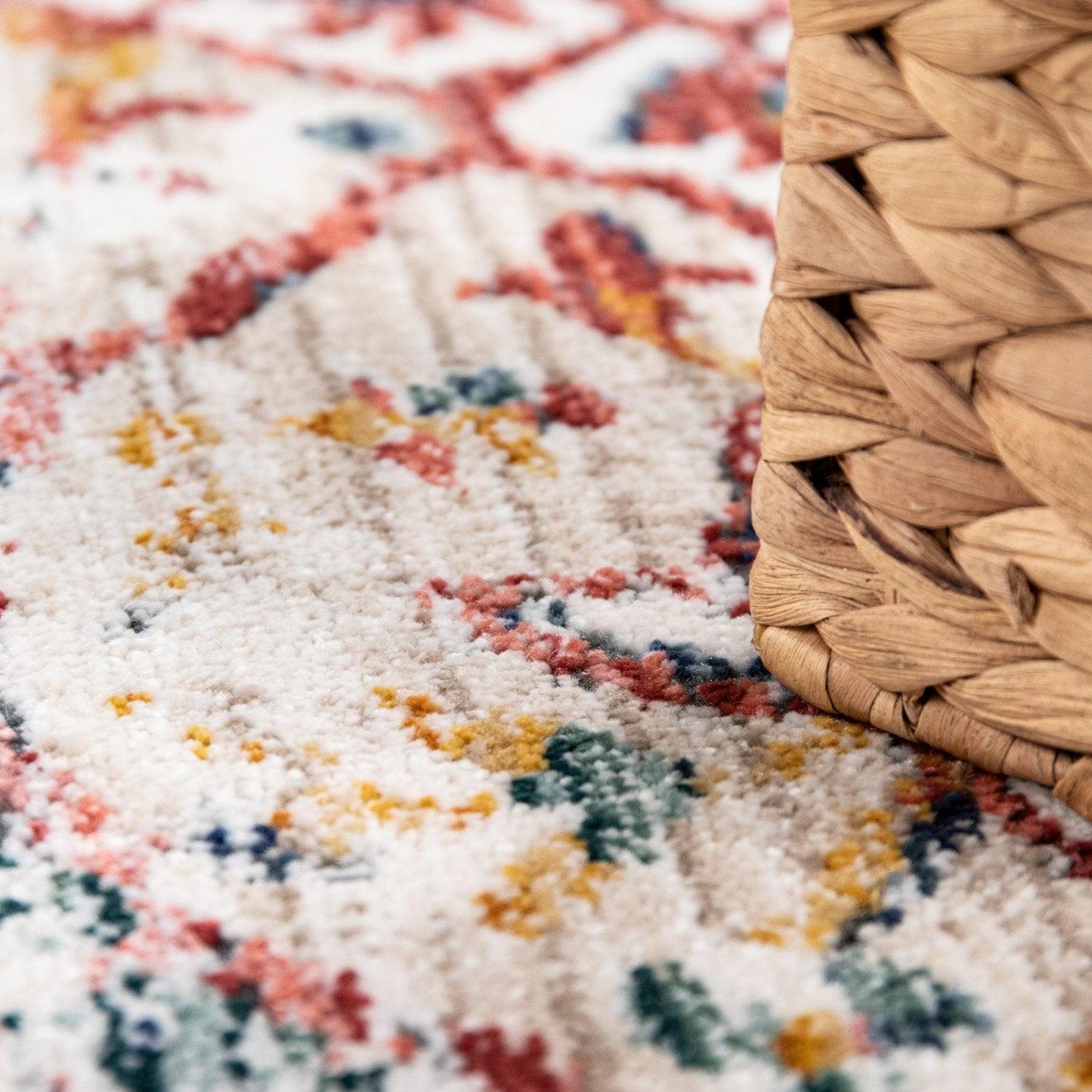 Modern Vintage Rug Oriental Look Abstract Beige Grey Orange - RugYourHome