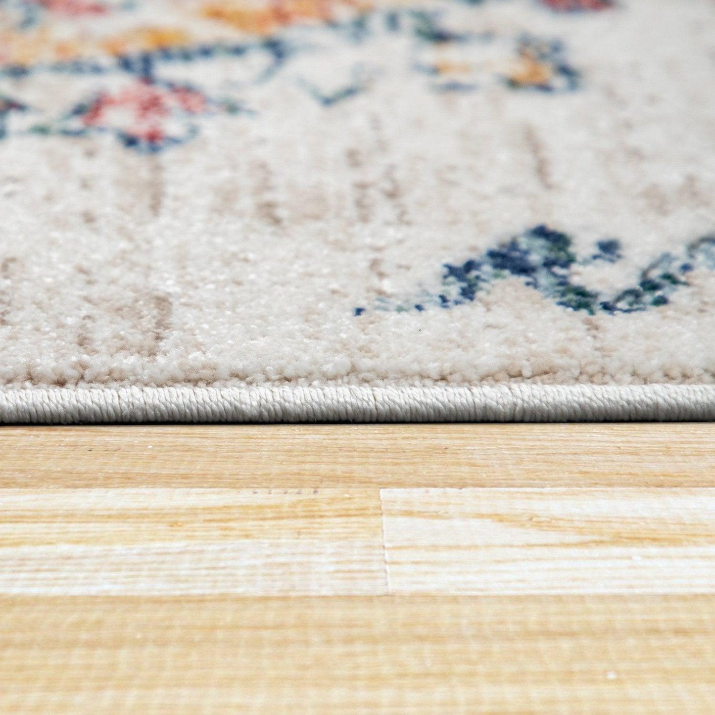 Modern Vintage Rug Oriental Look Abstract Beige Yellow Blue - RugYourHome