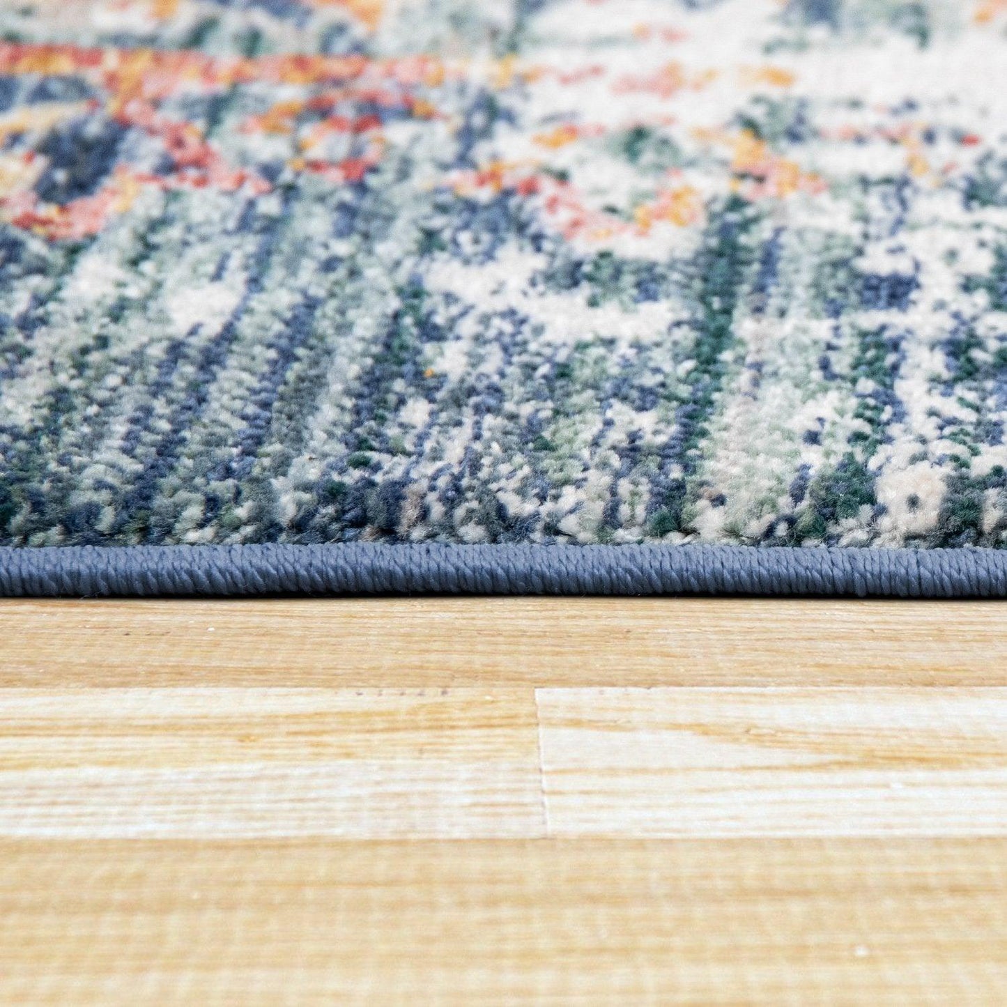 Modern Vintage Rug Oriental Look Abstract Blue Beige Red - RugYourHome