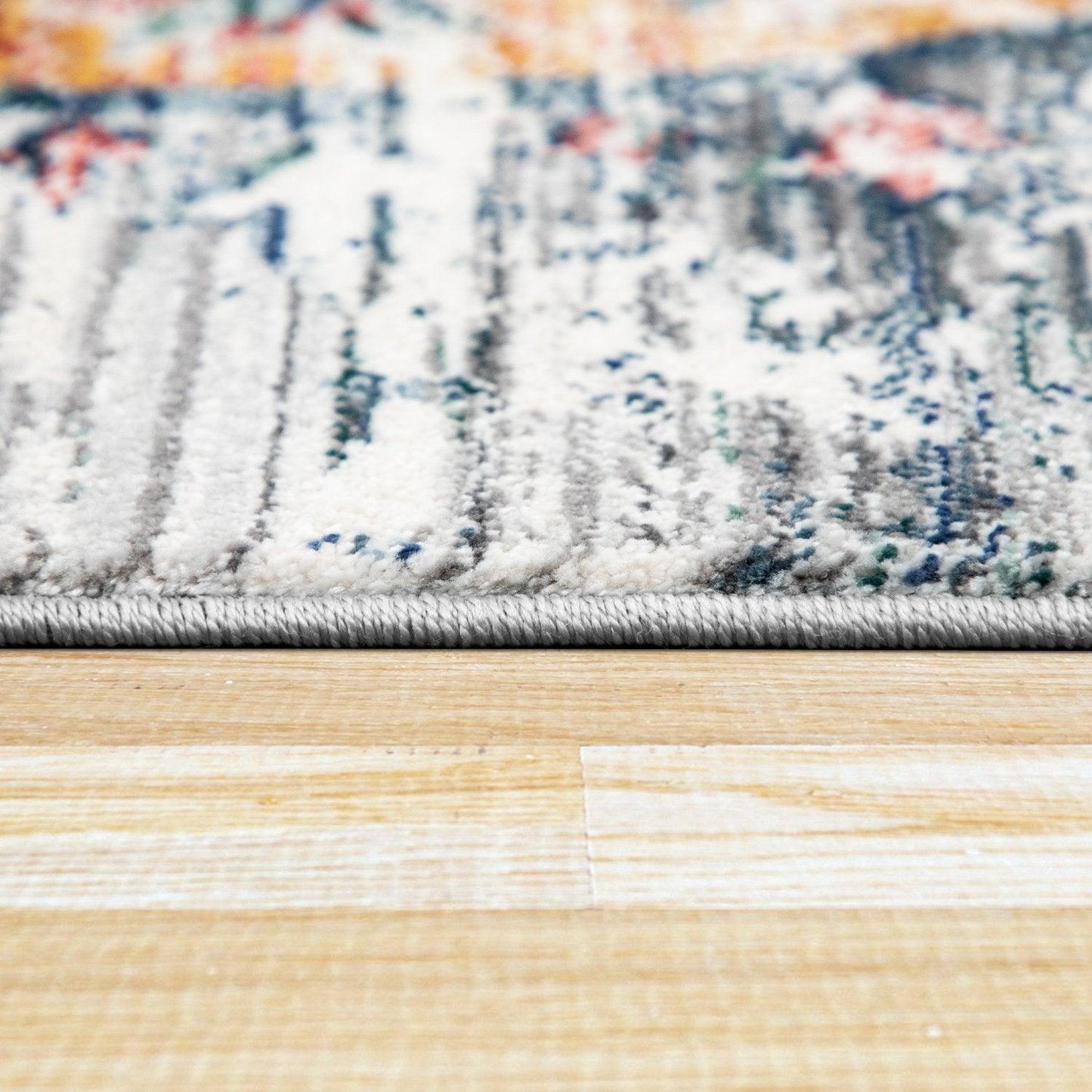 Modern Vintage Rug Oriental Look Abstract Grey Red White - RugYourHome