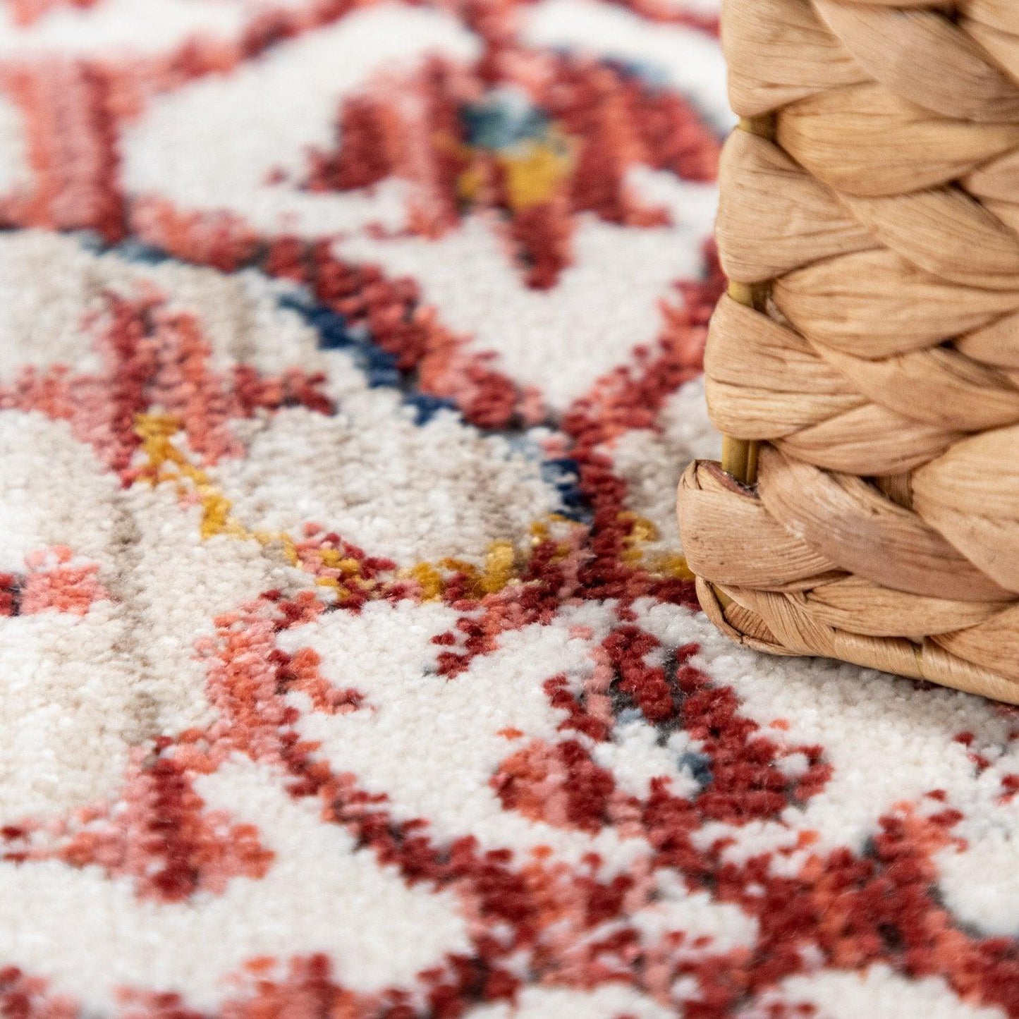 Modern Vintage Rug Oriental Look Abstract Grey Red White - RugYourHome