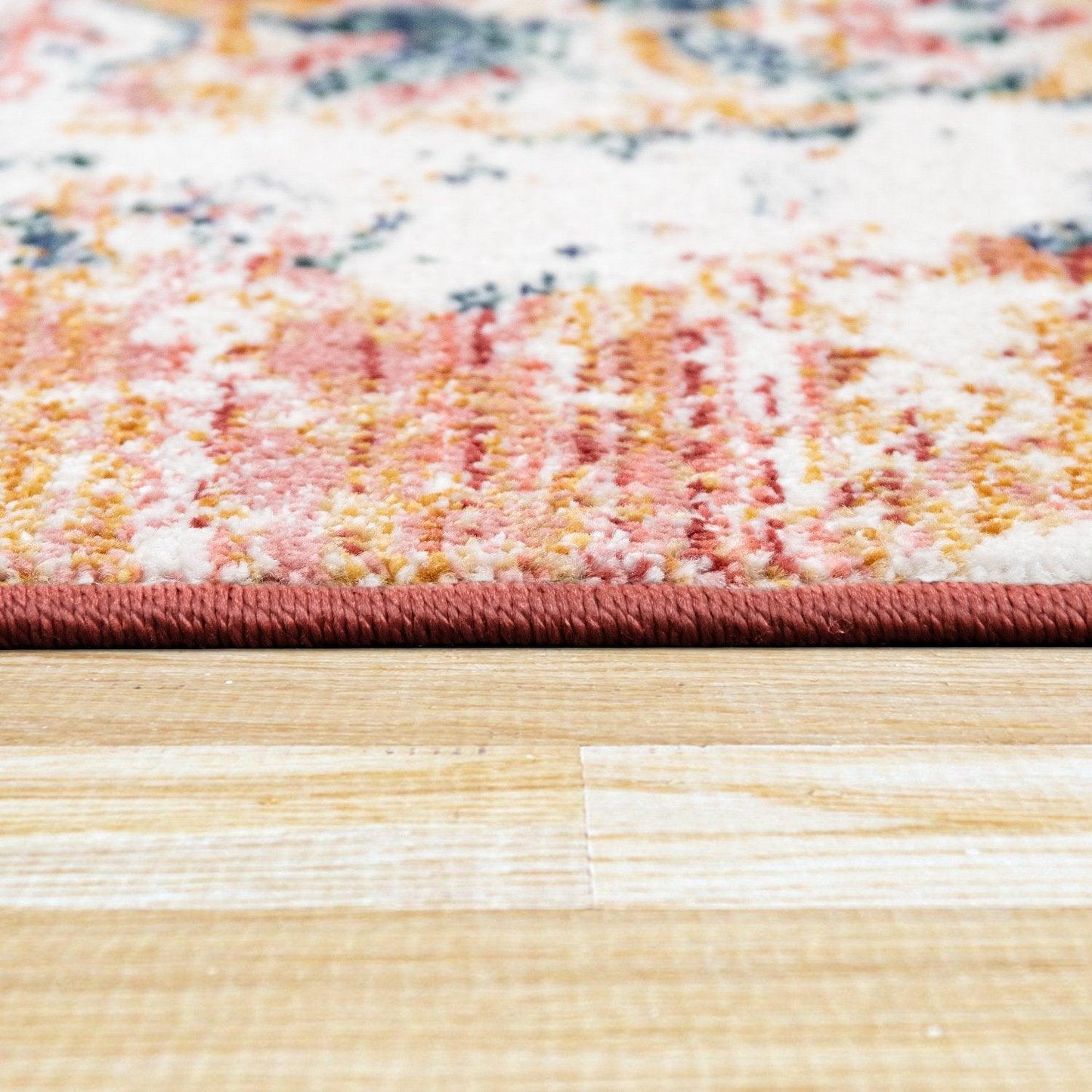 Modern Vintage Rug Oriental Look Abstract Red Blue White - RugYourHome