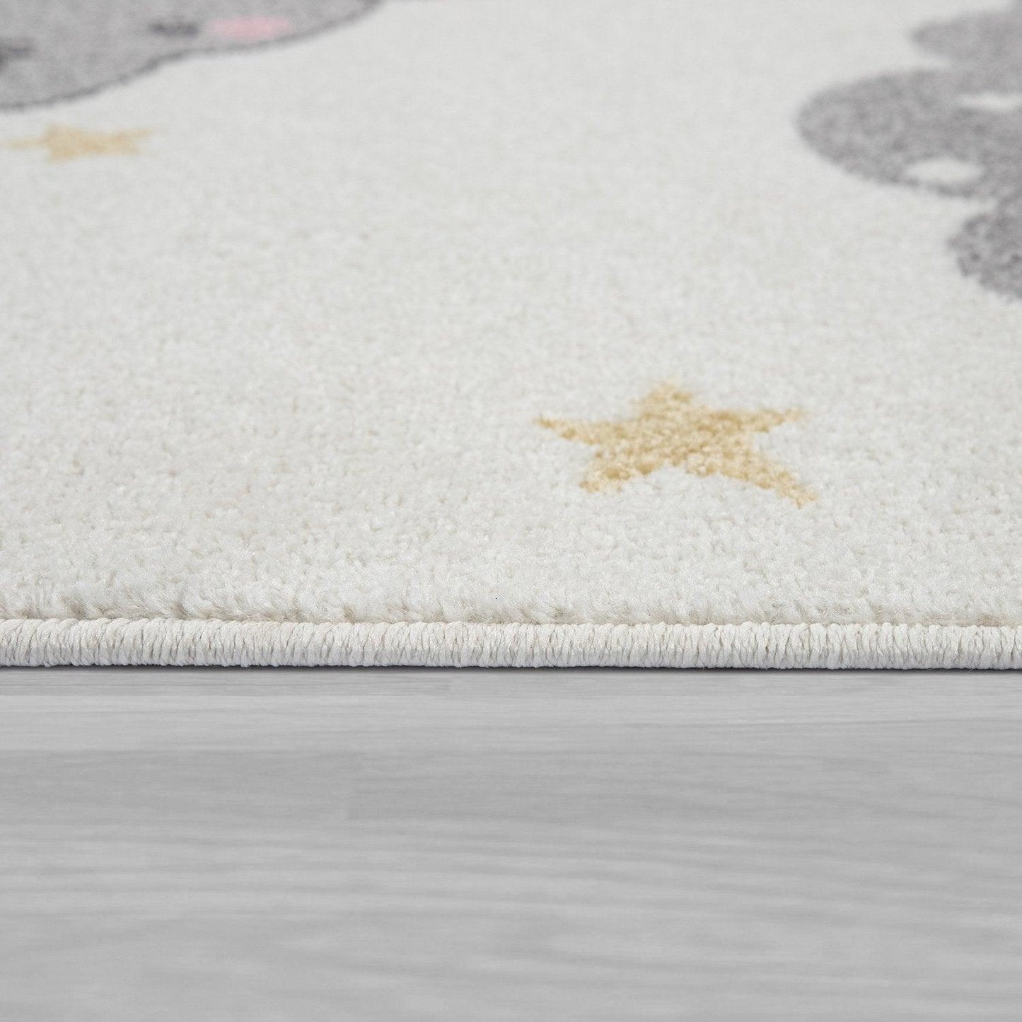 Nursery Rug For Kids, Elephant & Bear in Balloon in Cream - RugYourHome
