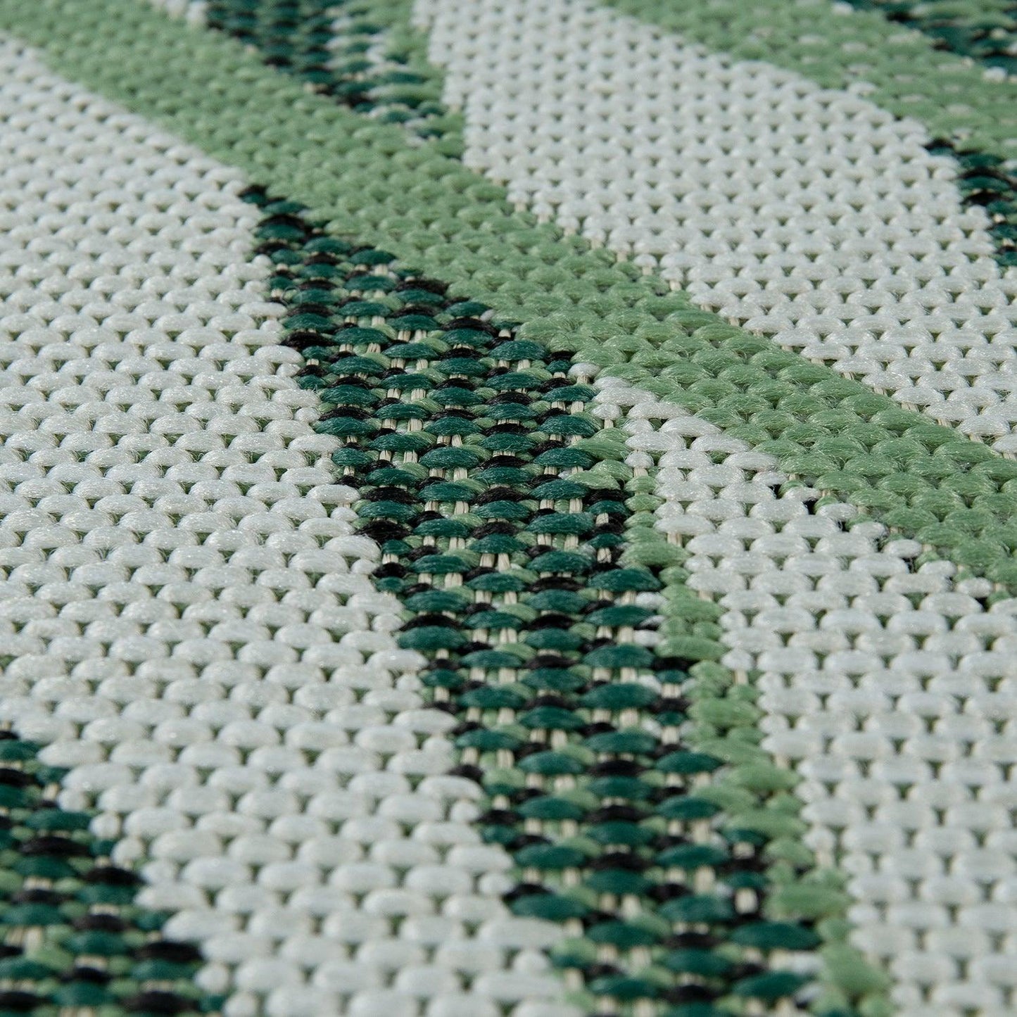 Outdoor Rug Green Beige with Palm Leaf Pattern for Patio Terrace Flat Weave - RugYourHome