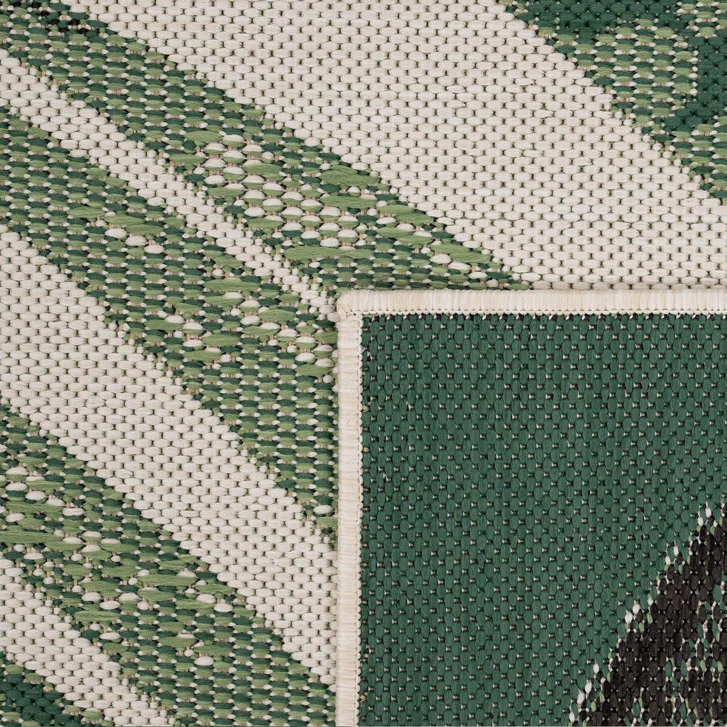 Outdoor Rug Ostende Palm Leaf Design Waterproof - Beige Green - RugYourHome