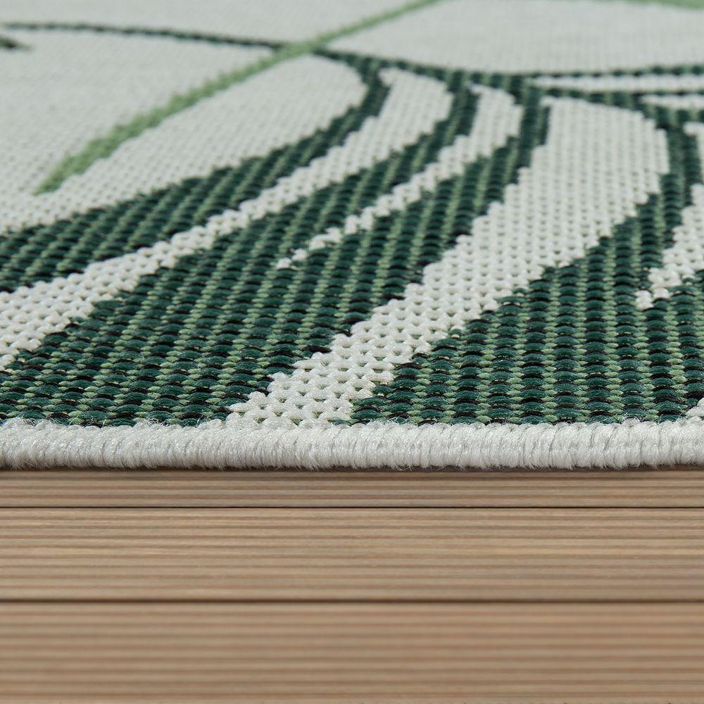 Outdoor Rug Ostende Palm Leaf Pattern - Green White - RugYourHome