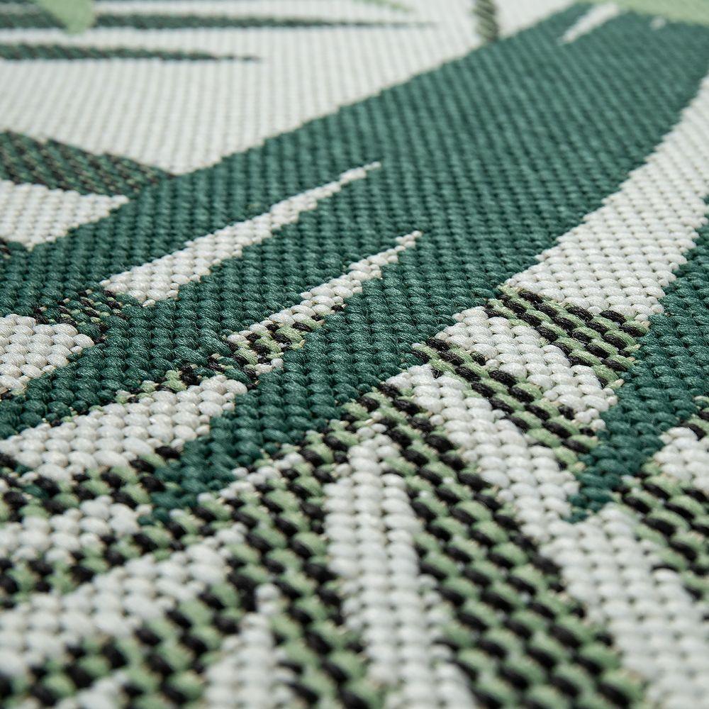 Outdoor Rug Ostende Palm Leaf Pattern - Green White - RugYourHome
