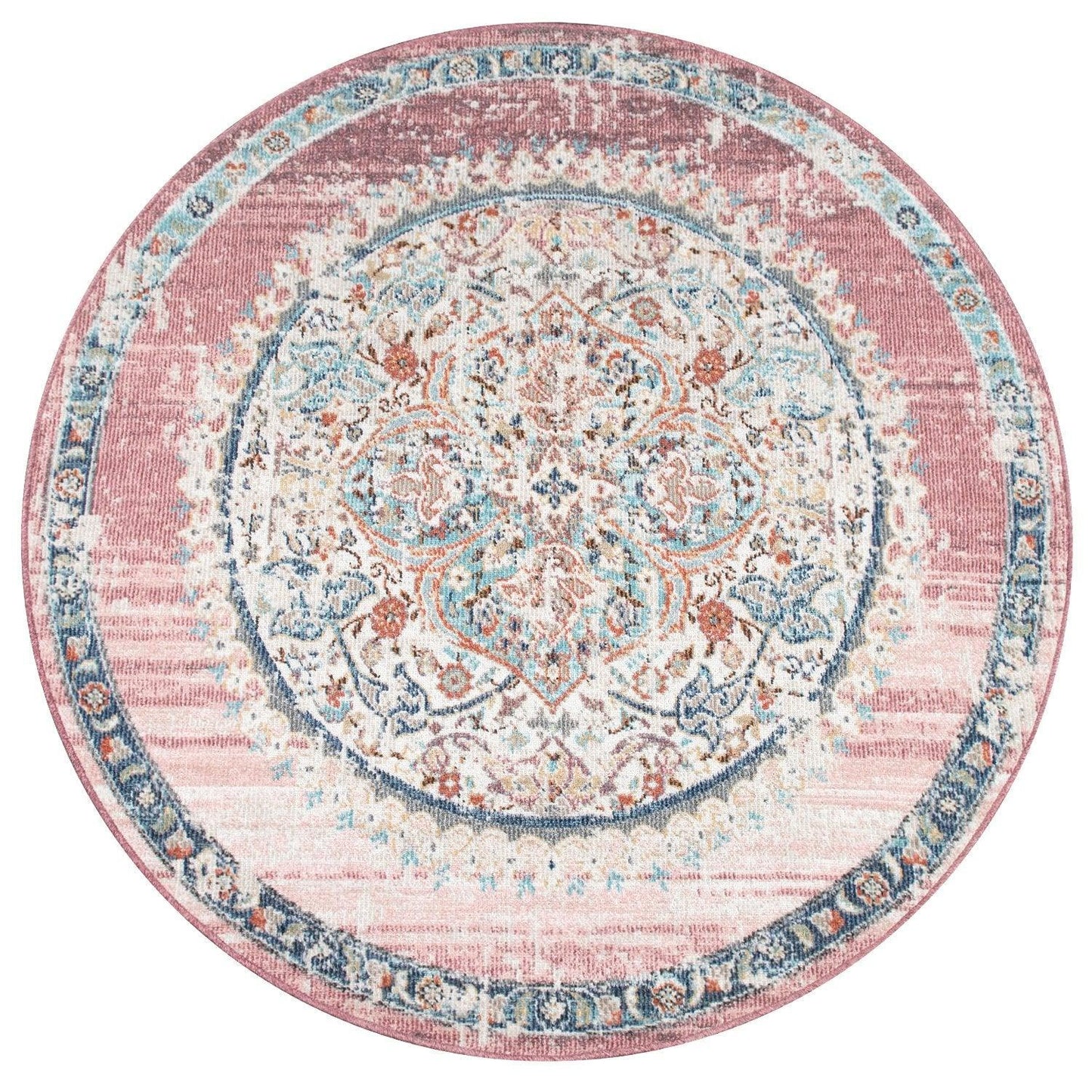 Pink White Outdoor Rug For Patio Oriental Pattern - RugYourHome