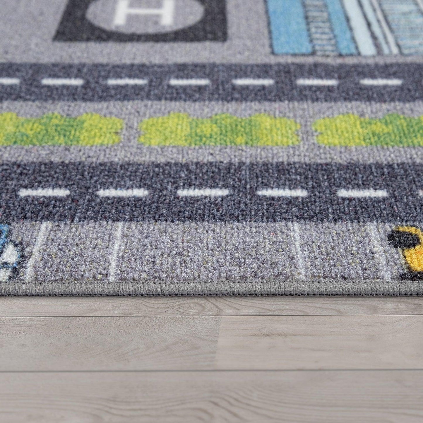 Play Rug for Nursery Cars Roads City Motife for Child's Room in Grey - RugYourHome