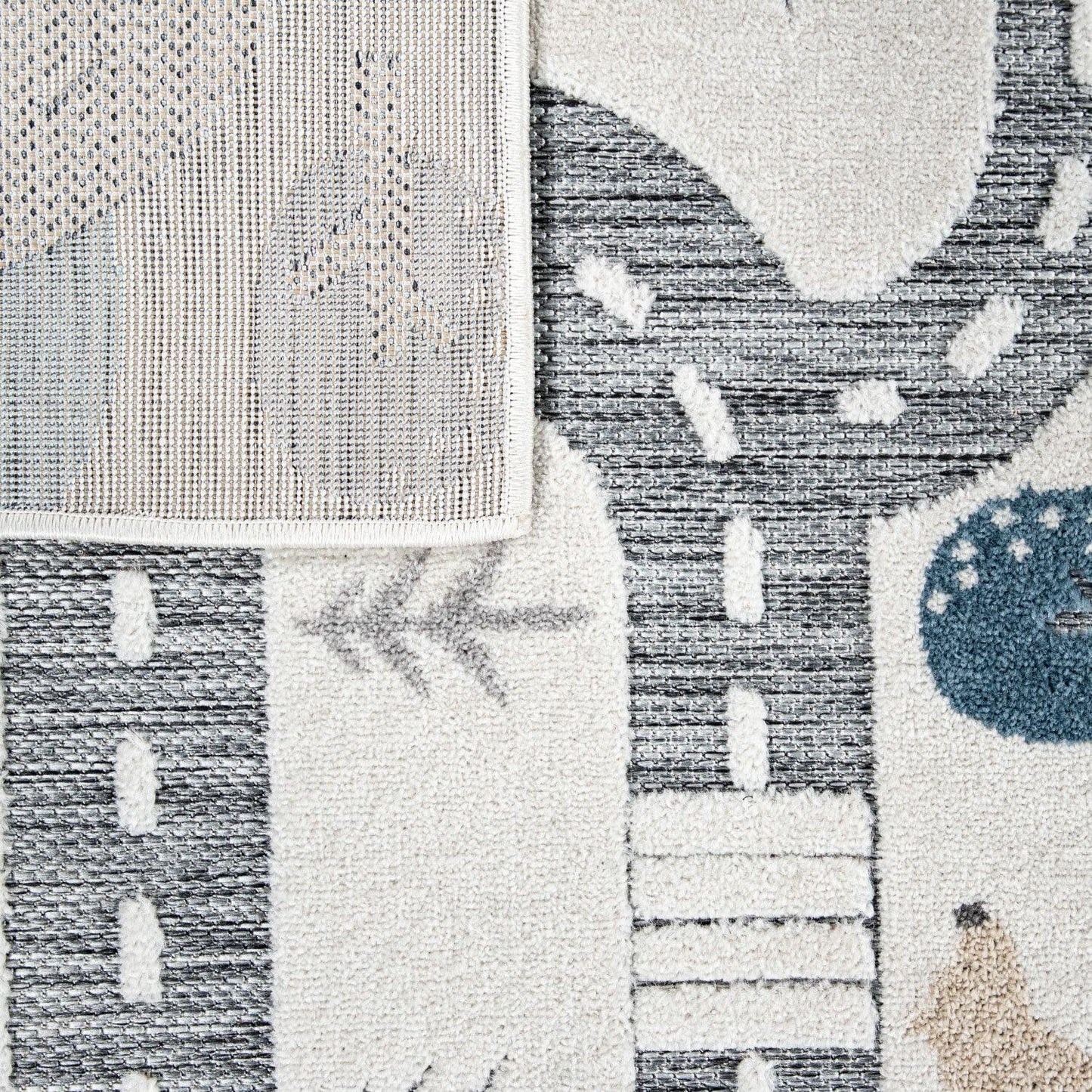 Road Traffic Kids Rug with Forest Animals and Sea Play Mat in muted Cream - RugYourHome