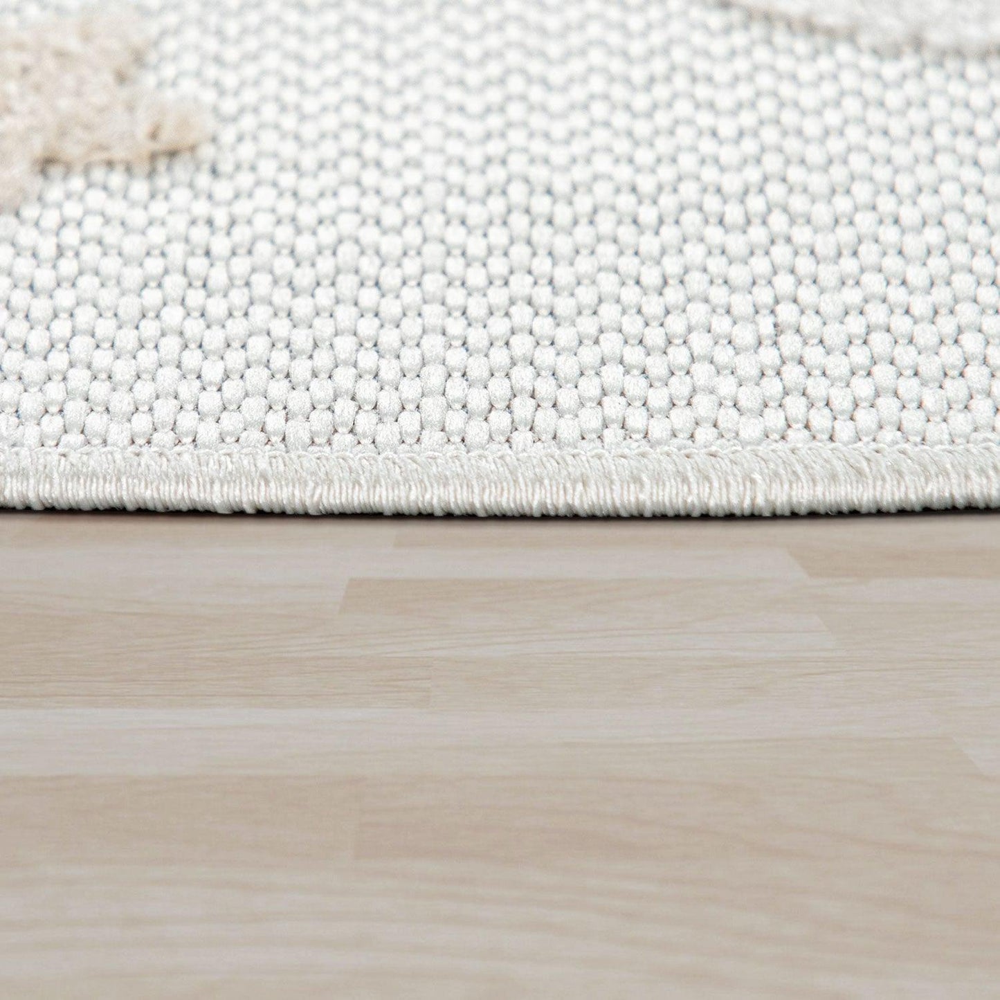 Round Kids Rug Tweet Cuddling Moon & Stars in the Night Sky - Cream Beige - RugYourHome