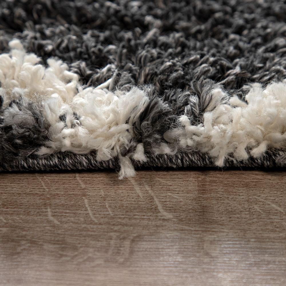Shag Rug Dark Gray with Diamond Pattern Scandi Design - RugYourHome