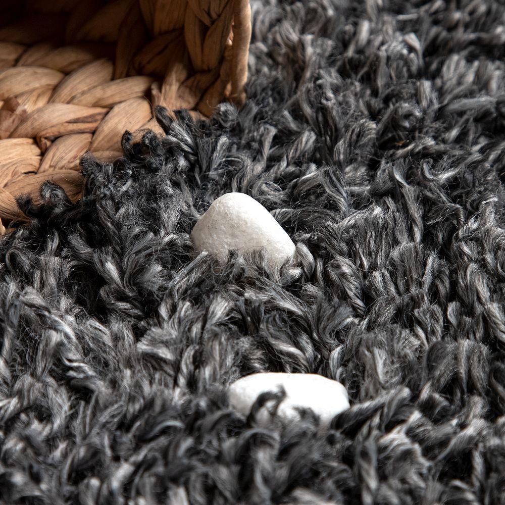 Shag Rug Dark Gray with Diamond Pattern Scandi Design - RugYourHome