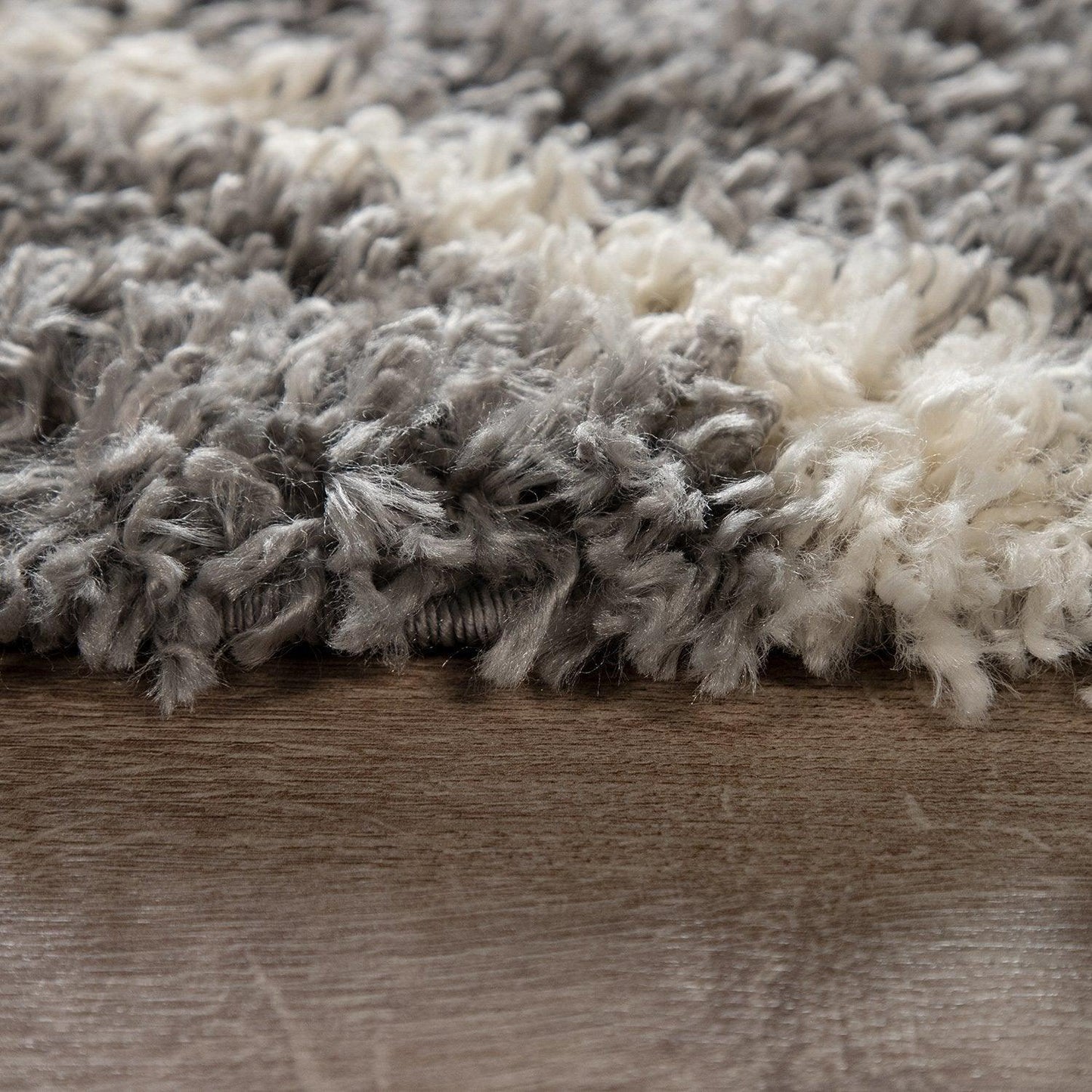 Shag Rug Grey with Diamond Pattern Scandi Design - RugYourHome