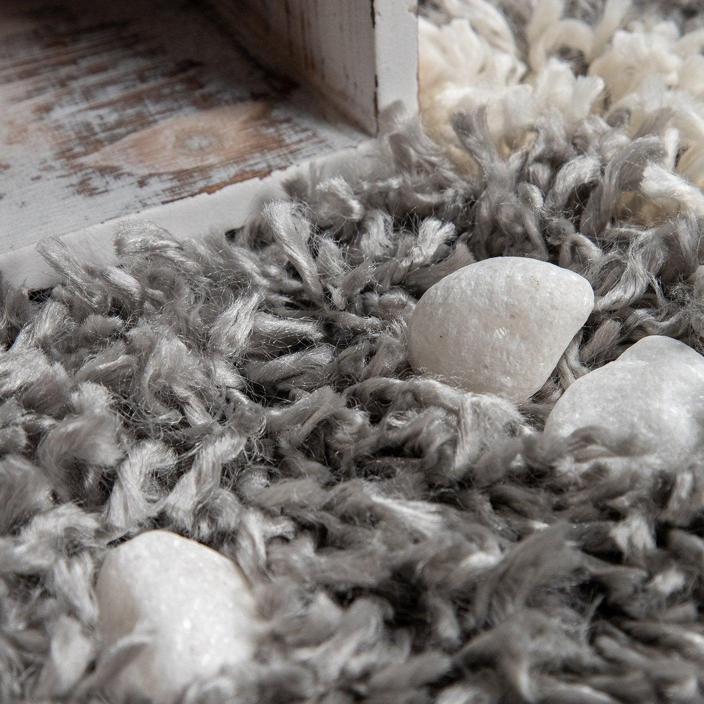 Shag Rug Grey with Diamond Pattern Scandi Design - RugYourHome