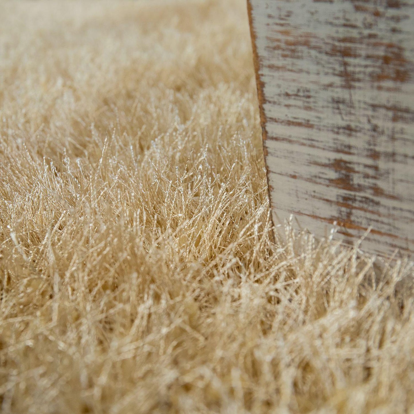 Shag Rug High Pile In Gold For Bedroom & Living Room Fluffy Glossy Pastel Yarn - RugYourHome