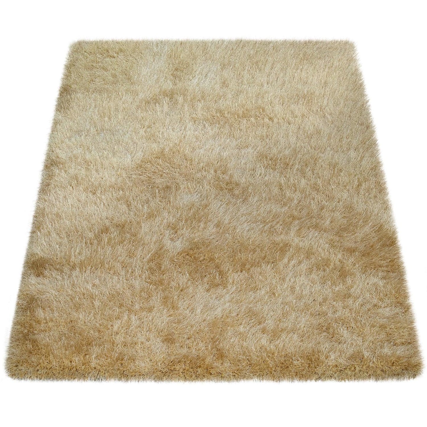 Shag Rug High Pile In Gold For Bedroom & Living Room Fluffy Glossy Pastel Yarn - RugYourHome