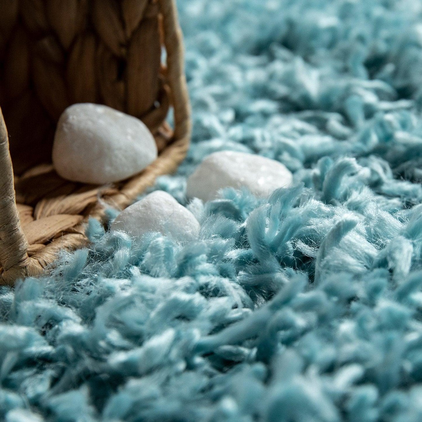 Simple High-Pile Rug Blue Turqouis Living Room Robust - RugYourHome