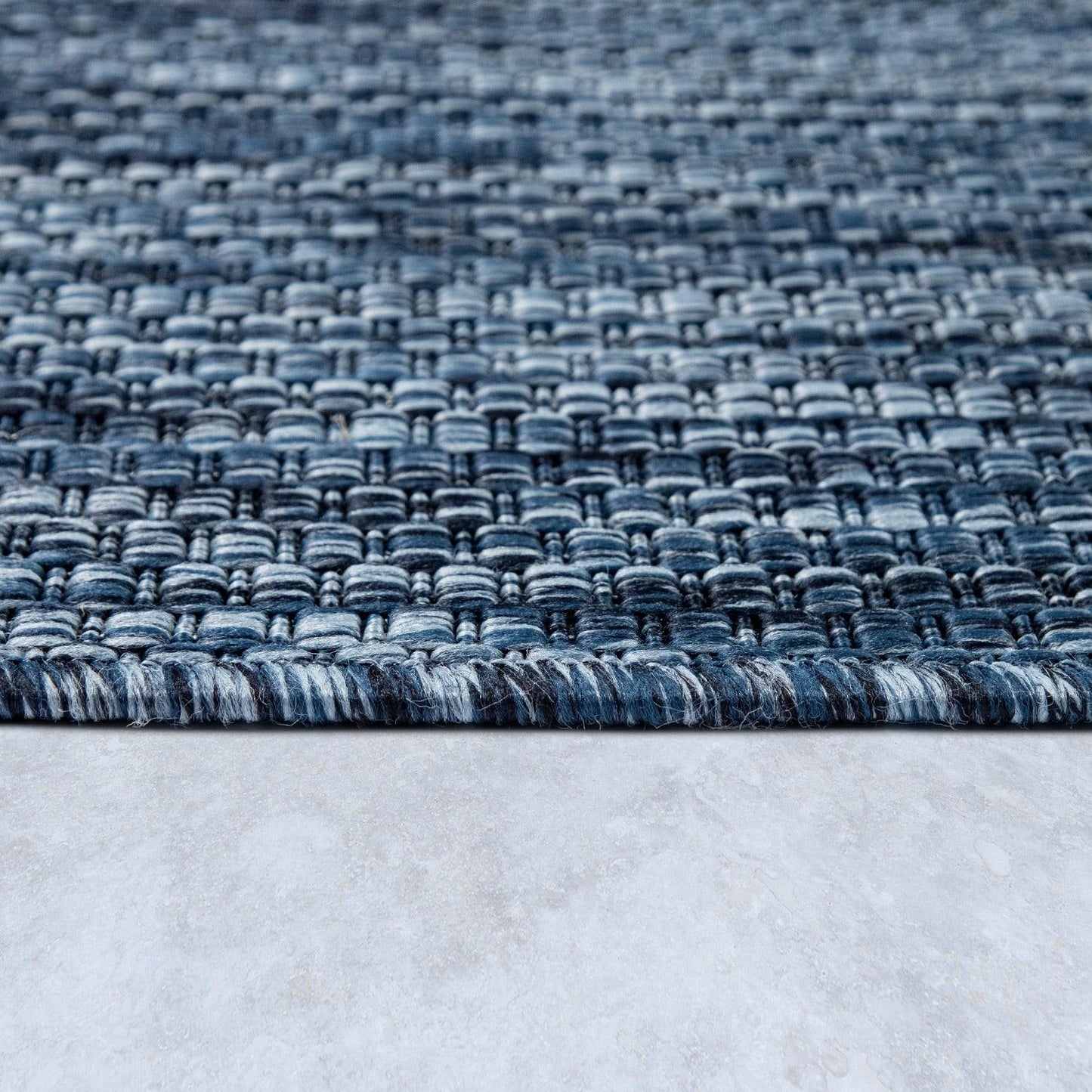 Solid Outdoor Rug for Patio or Balcony weatherproof in Mottled Blue - RugYourHome