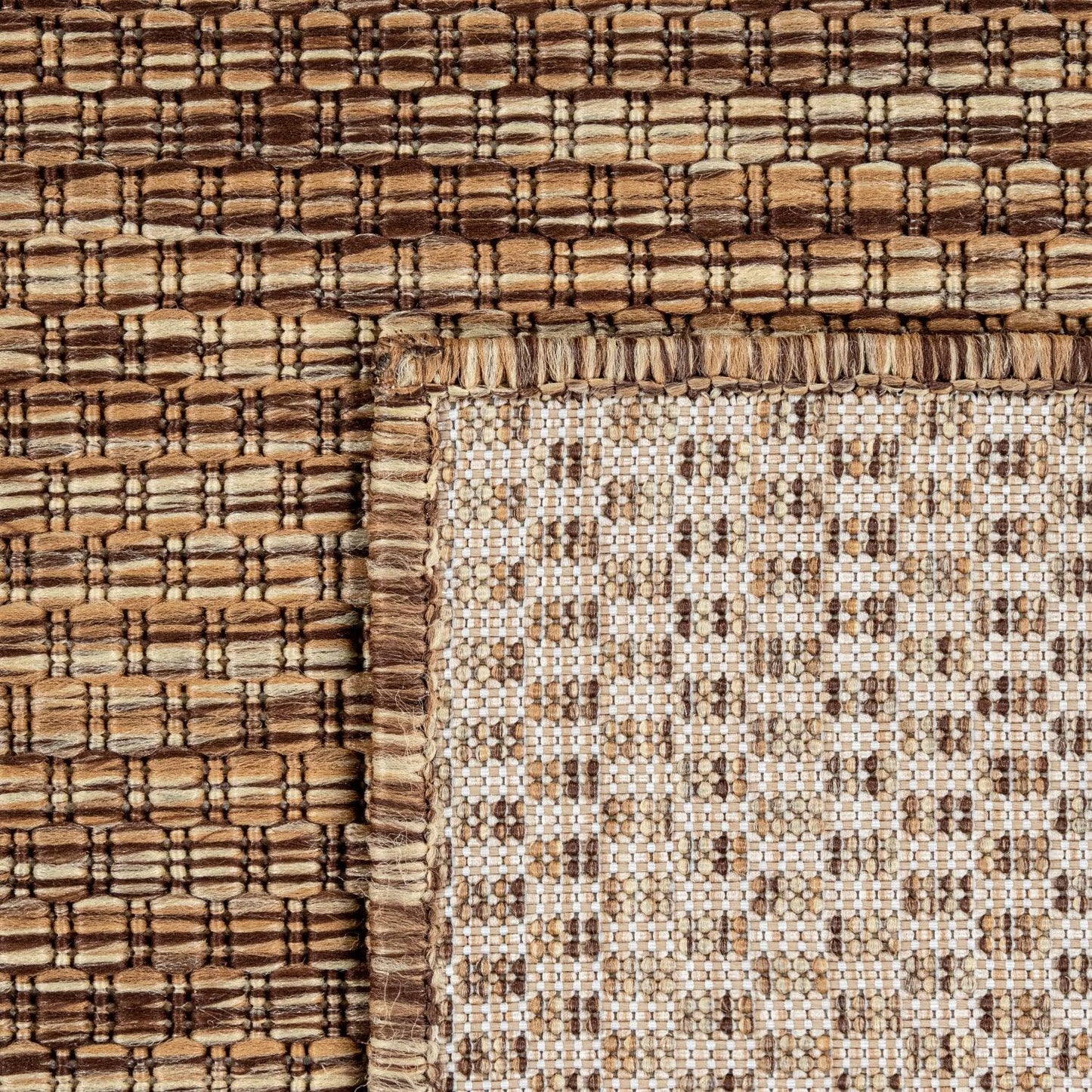 Solid Outdoor Rug for Patio or Balcony weatherproof in Mottled Brown Beige - RugYourHome