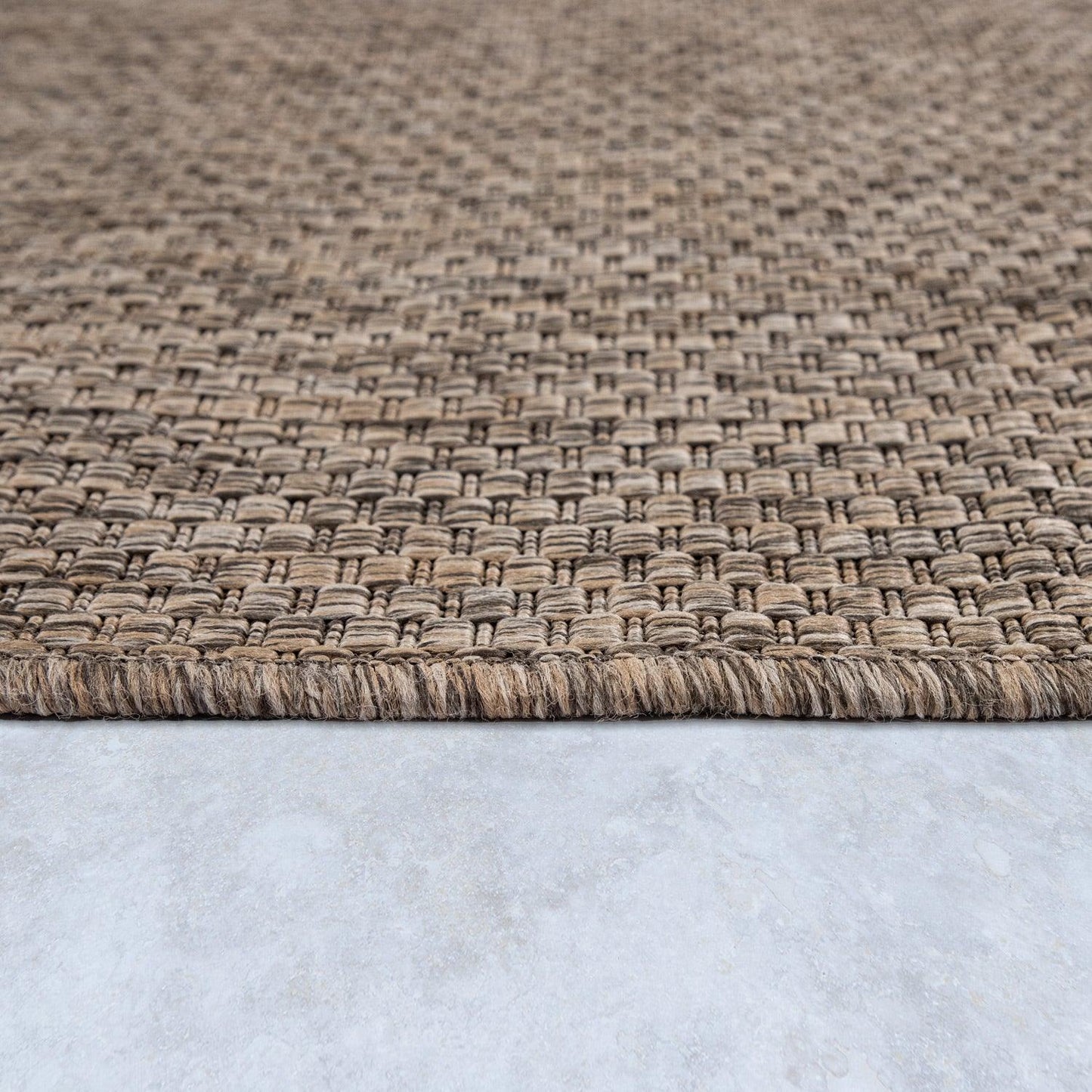 Solid Outdoor Rug for Patio or Balcony weatherproof in Mottled Brown - RugYourHome