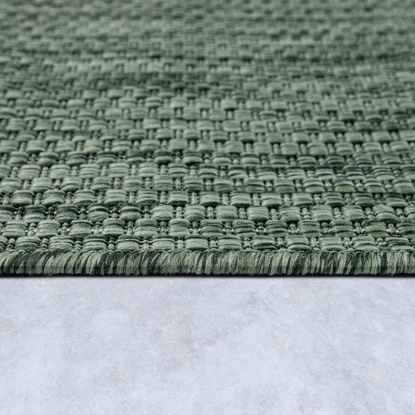 Solid Outdoor Rug for Patio or Balcony weatherproof in Mottled Dark Green - RugYourHome