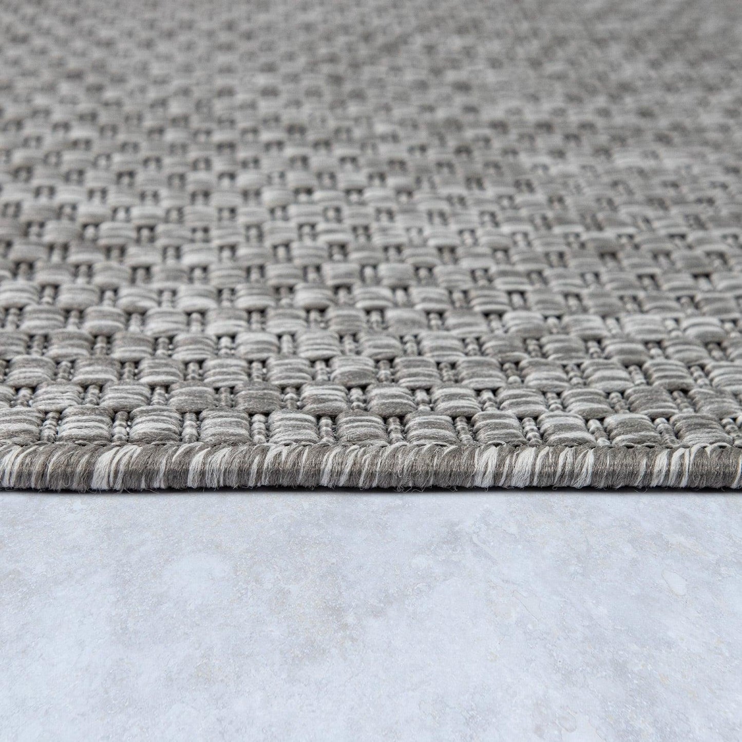 Solid Outdoor Rug for Patio or Balcony weatherproof in Mottled Grey - RugYourHome