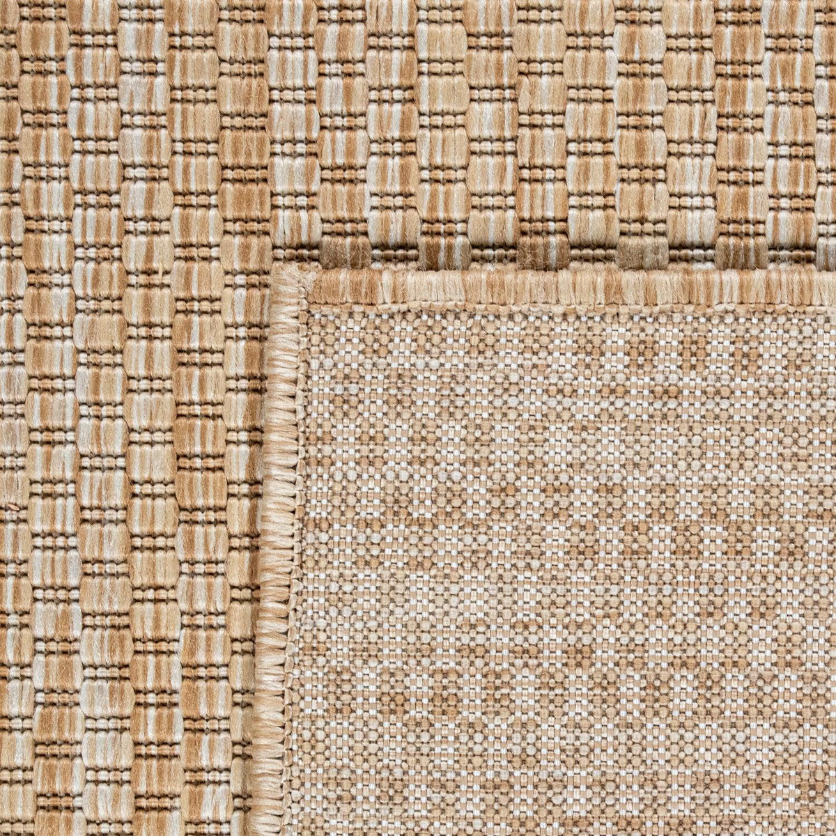Solid Outdoor Rug for Patio or Balcony weatherproof Mottled Light-Brown Beige - RugYourHome