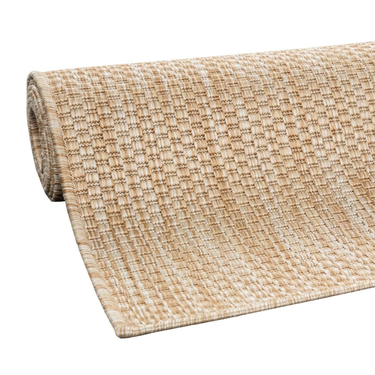 Solid Outdoor Rug for Patio or Balcony weatherproof Mottled Light-Brown Beige - RugYourHome