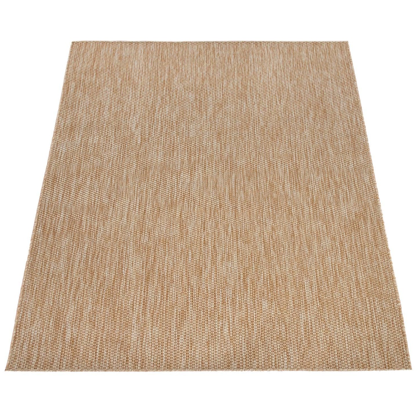 Solid Outdoor Rug for Patio or Balcony weatherproof Mottled Light-Brown Beige - RugYourHome