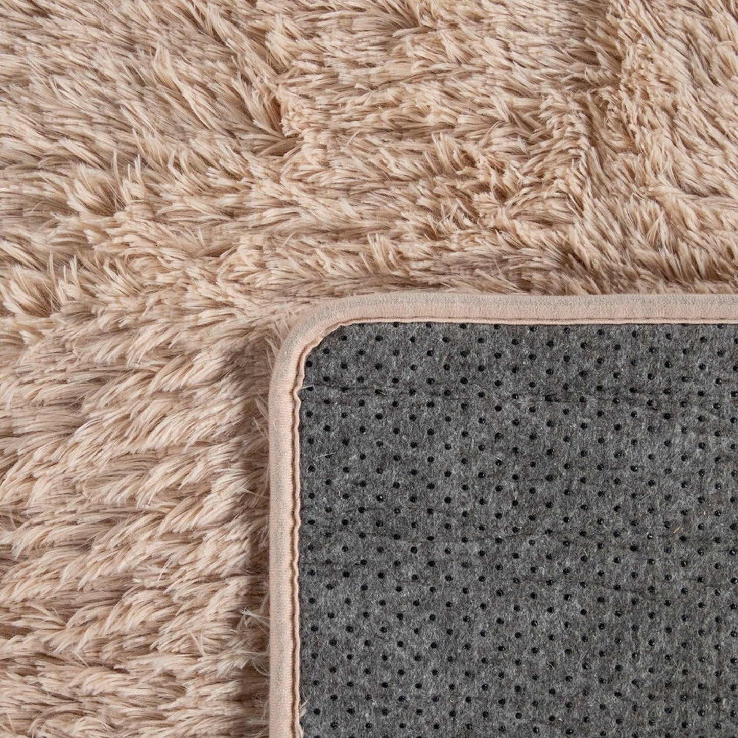 Solid Shag Rug Silky Soft & Fluffy In Beige - RugYourHome
