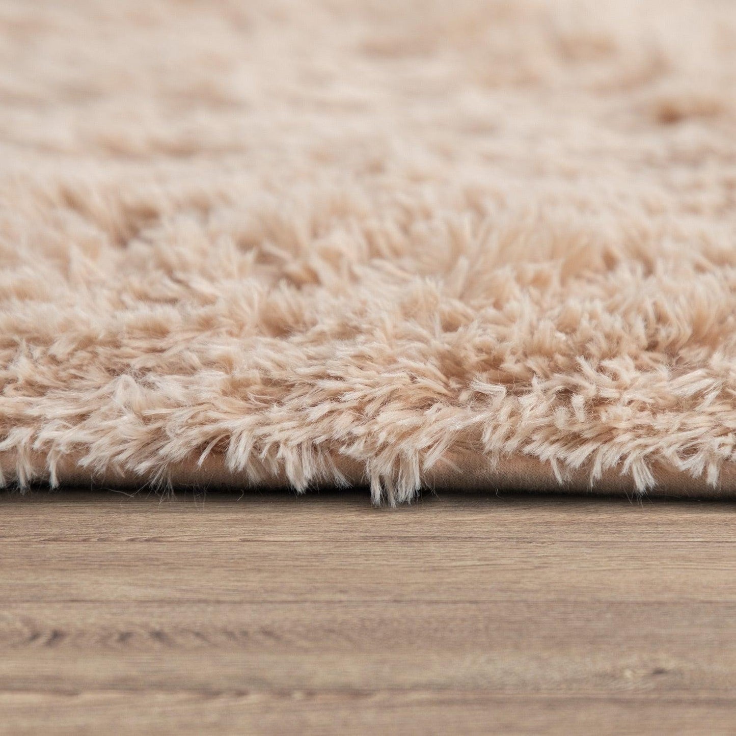 Solid Shag Rug Silky Soft & Fluffy In Beige - RugYourHome