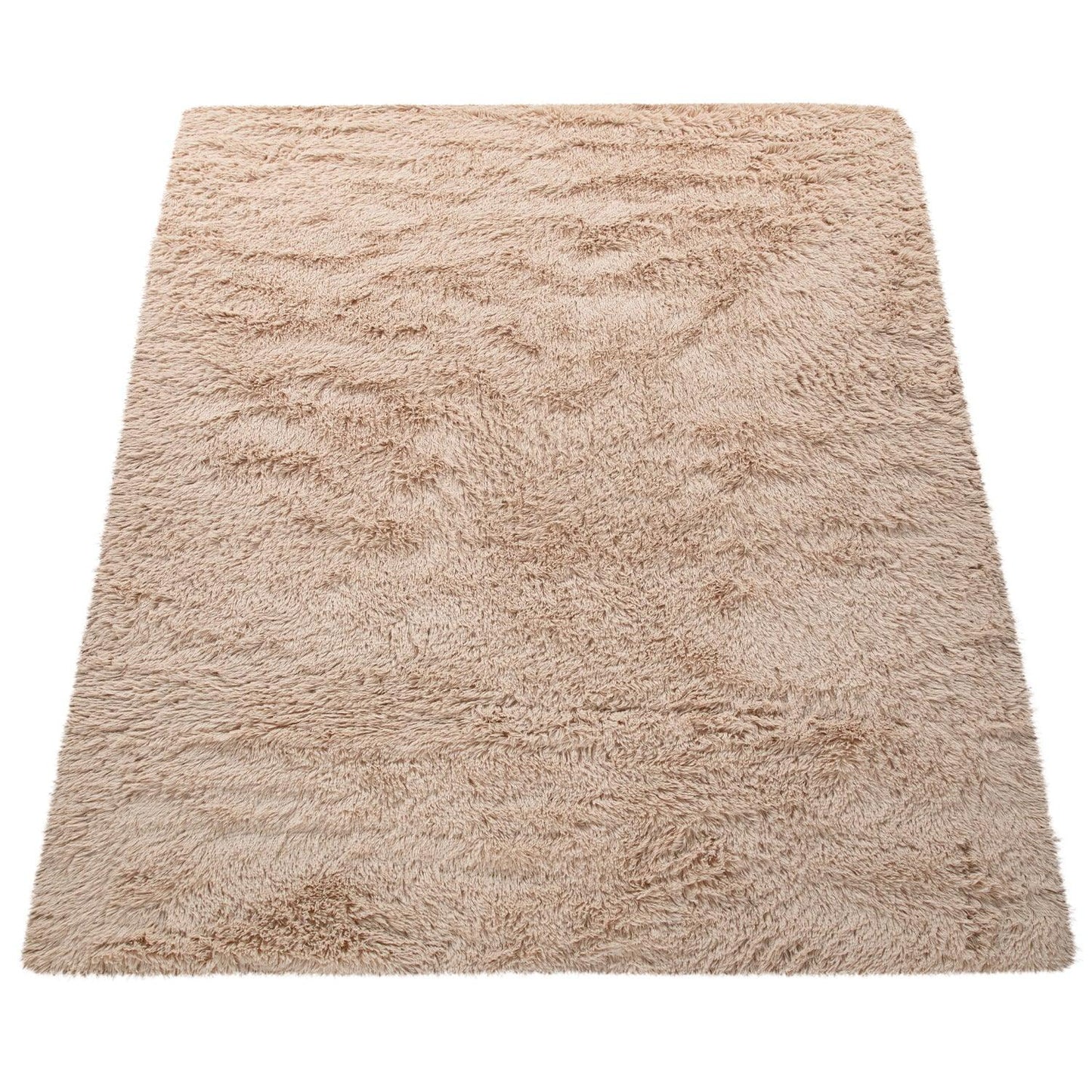 Solid Shag Rug Silky Soft & Fluffy In Beige - RugYourHome