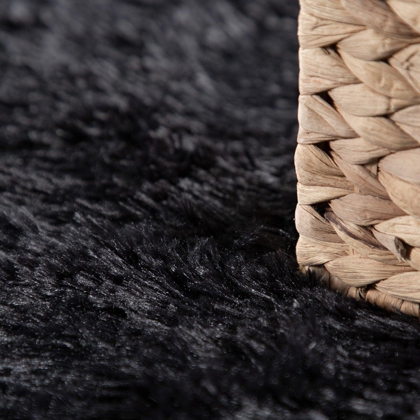 Solid Shag Rug Silky Soft & Fluffy In Black - RugYourHome