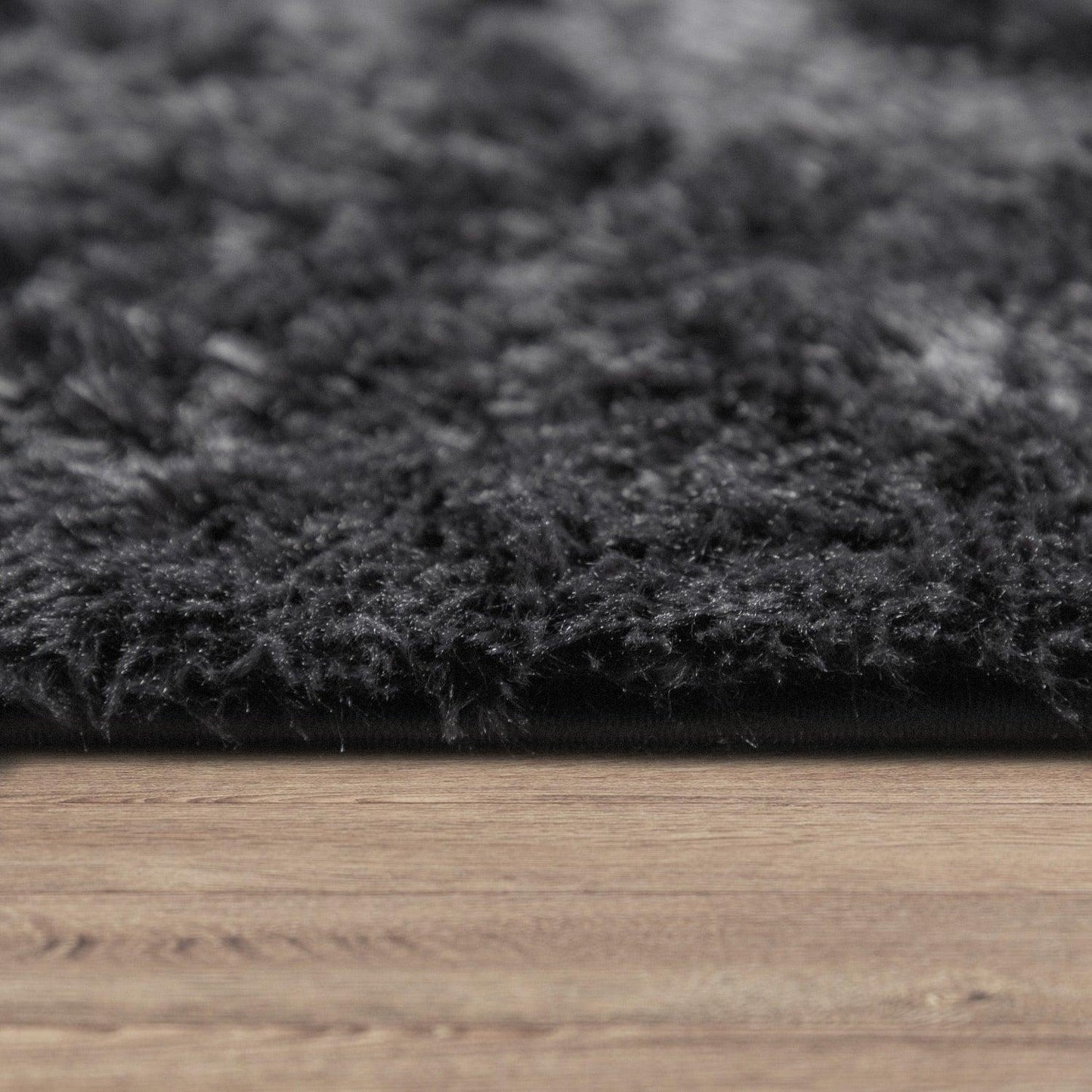 Solid Shag Rug Silky Soft & Fluffy In Black - RugYourHome