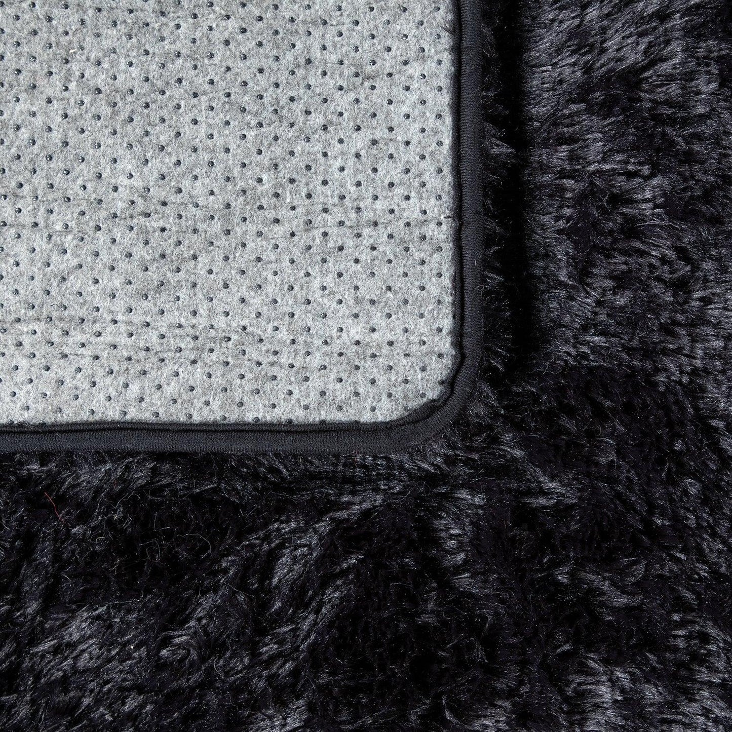 Solid Shag Rug Silky Soft & Fluffy In Black - RugYourHome