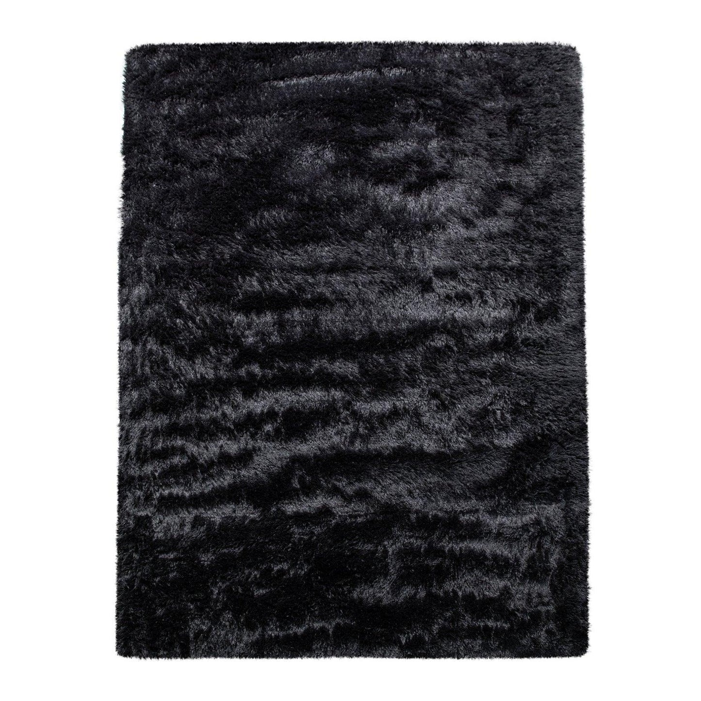 Solid Shag Rug Silky Soft & Fluffy In Black - RugYourHome