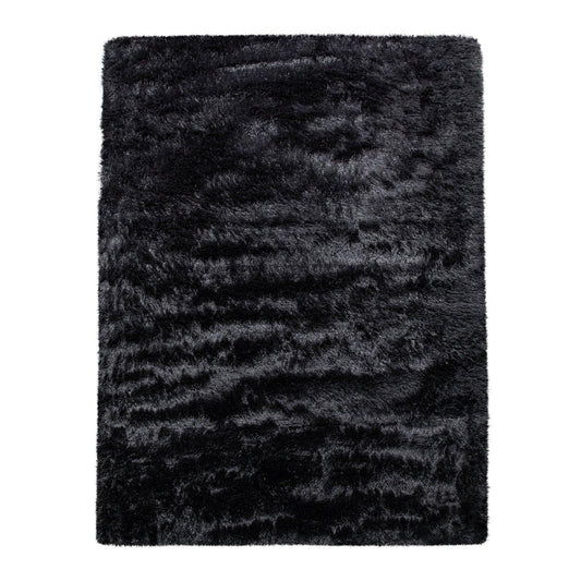 Solid Shag Rug Silky Soft & Fluffy In Black - RugYourHome