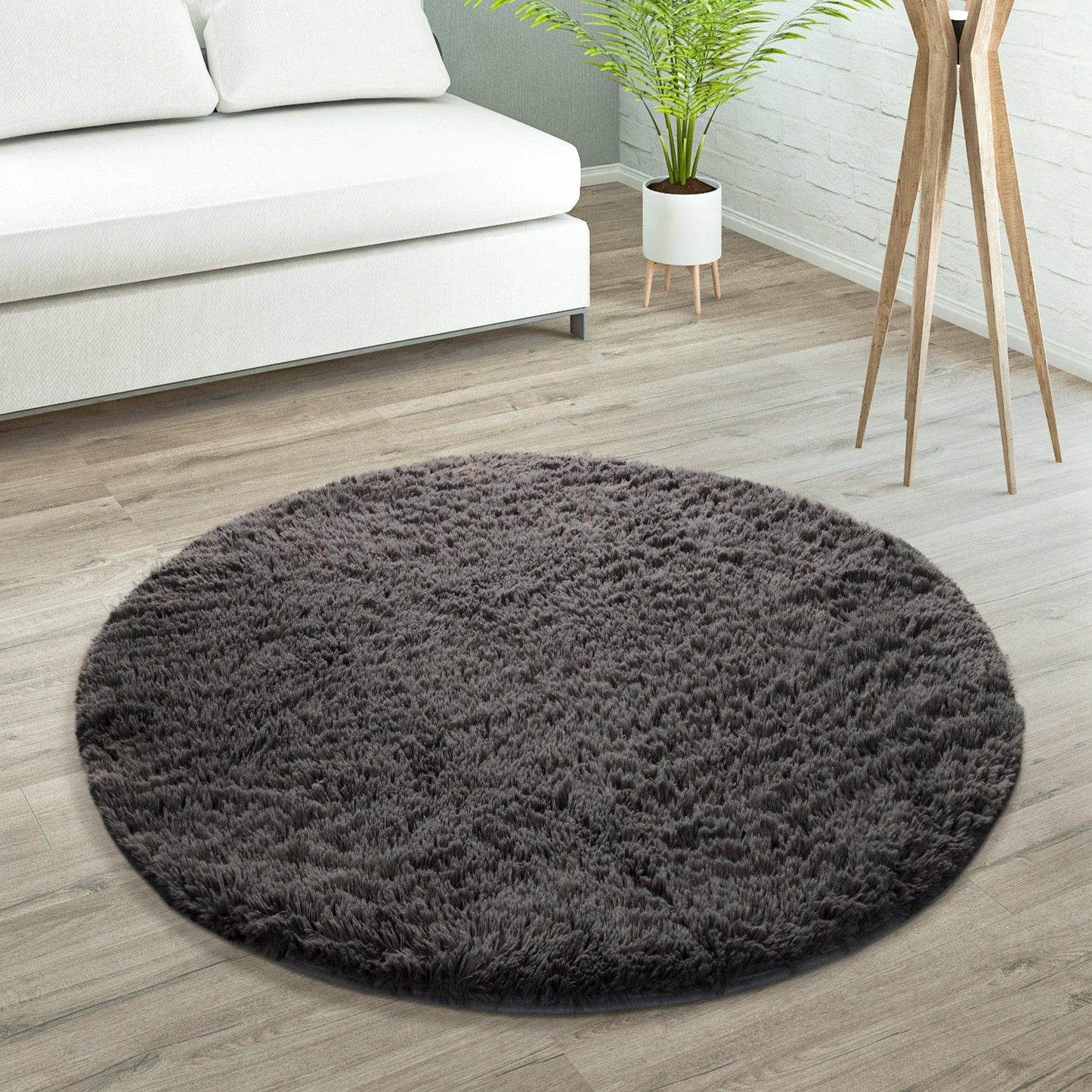 Solid Shag Rug Silky Soft & Fluffy In Light-Brown - RugYourHome