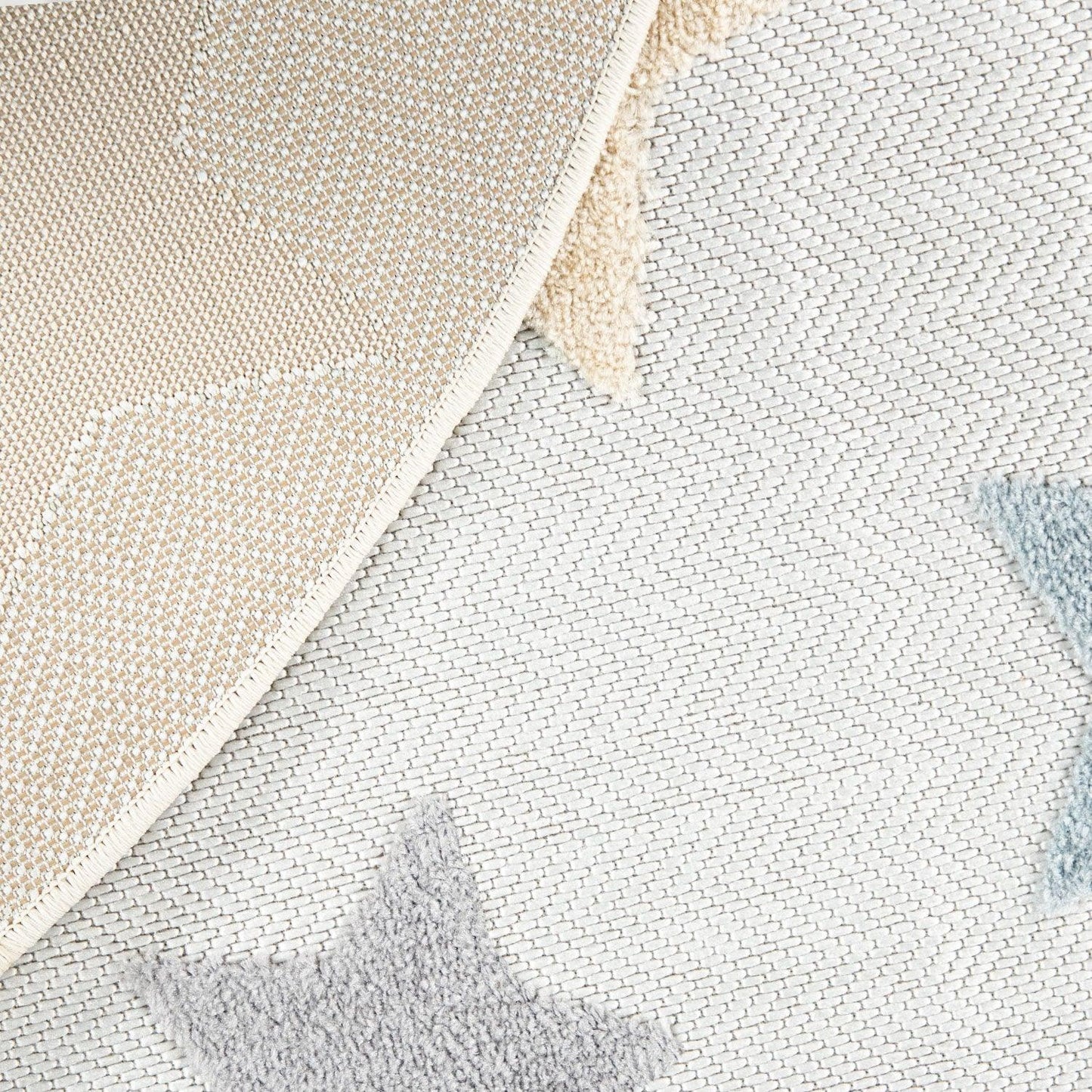 Stars Kids Rug Modern Low-Pile Play Mat Pastel Colored Stars in Cream - RugYourHome
