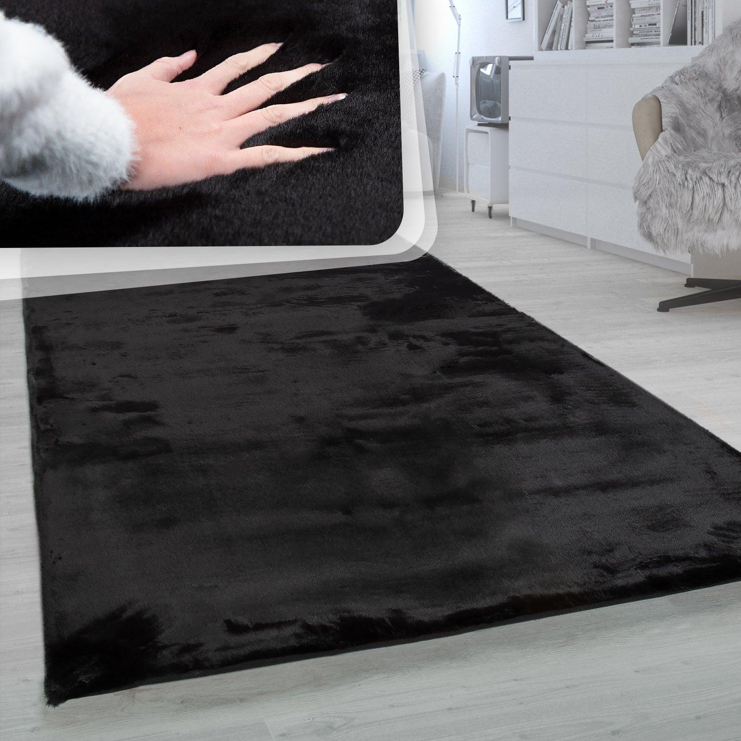 Super Soft Area Rug Fluffy High Pile Cosy Luxurious Touch in Solid Bla –  RugYourHome