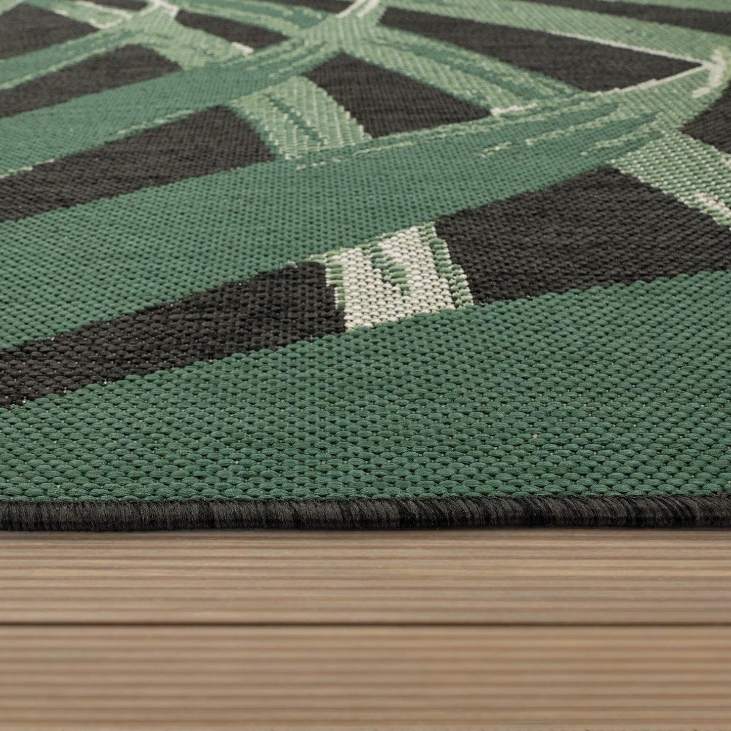 Tropical Outdoor Rug Ostende Palm Trees - Black Green - RugYourHome