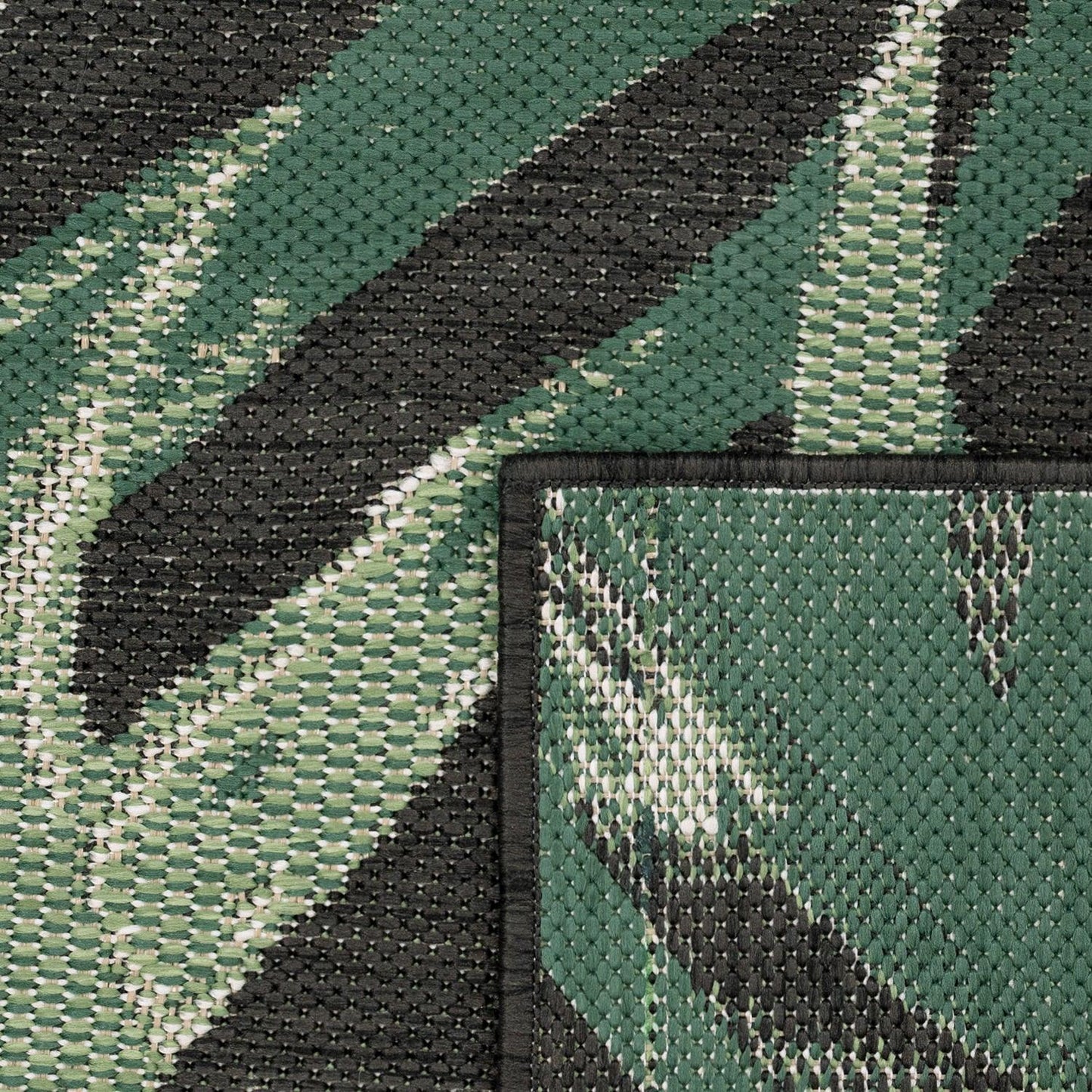 Tropical Outdoor Rug Ostende Palm Trees - Black Green - RugYourHome